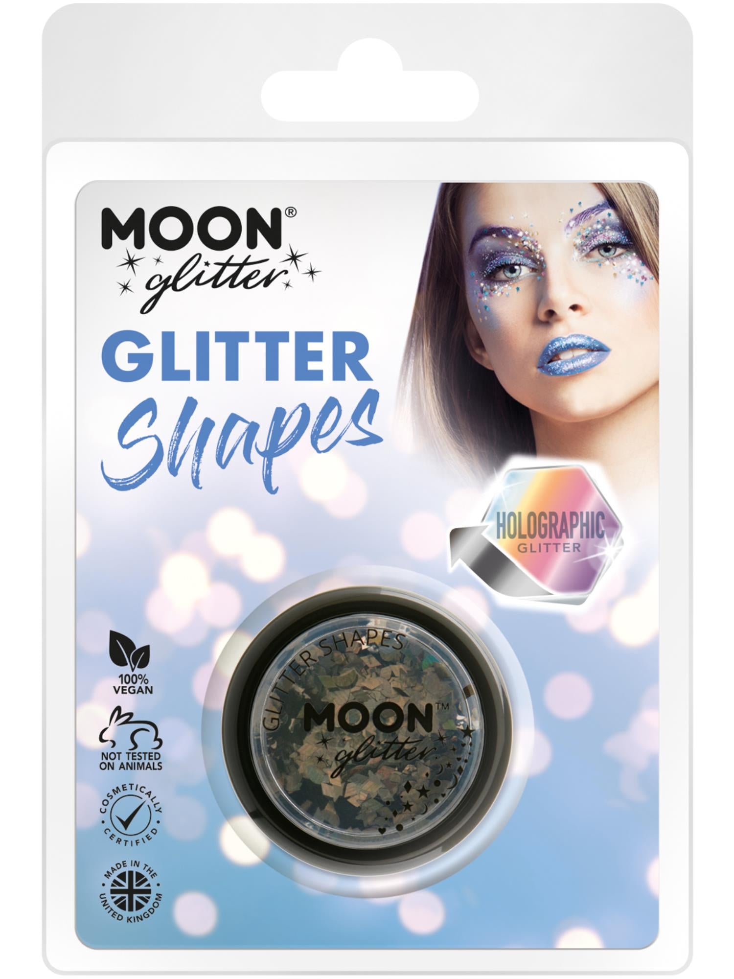 Moon Glitter Holographic Glitter Shapes, Black 1