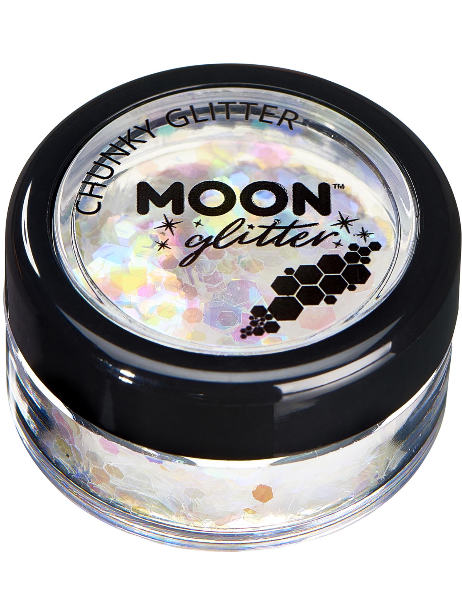 Moon Glitter Iridescent Chunky Glitter, White 1