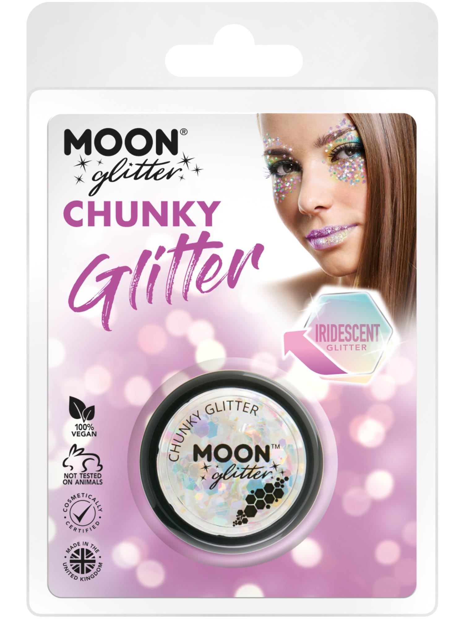 Moon Glitter Iridescent Chunky Glitter, White 1