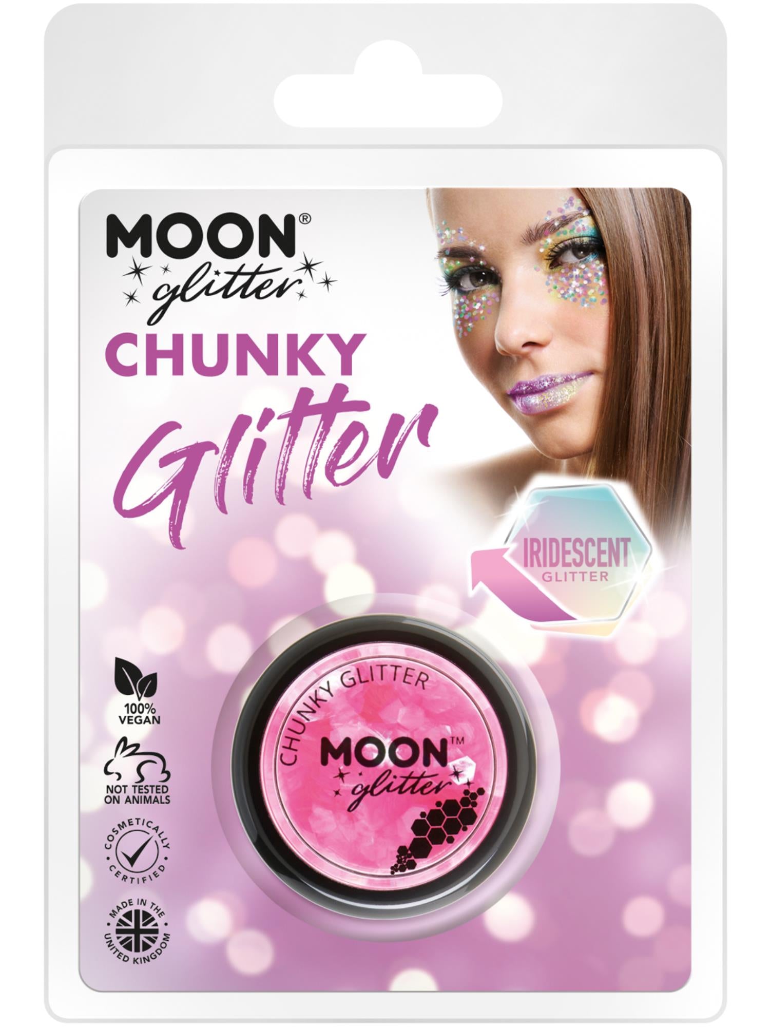 Moon Glitter Iridescent Chunky Glitter, Pink 1