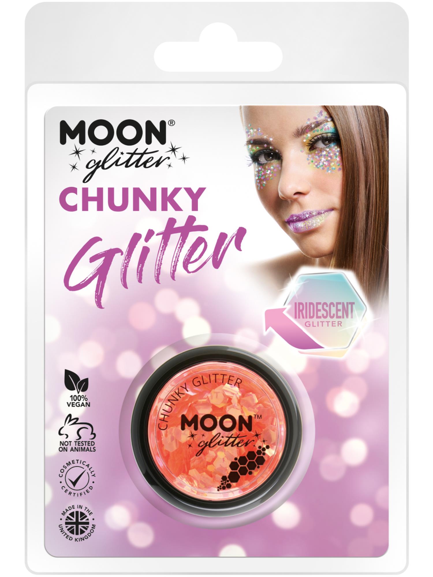 Moon Glitter Iridescent Chunky Glitter, Orange 1