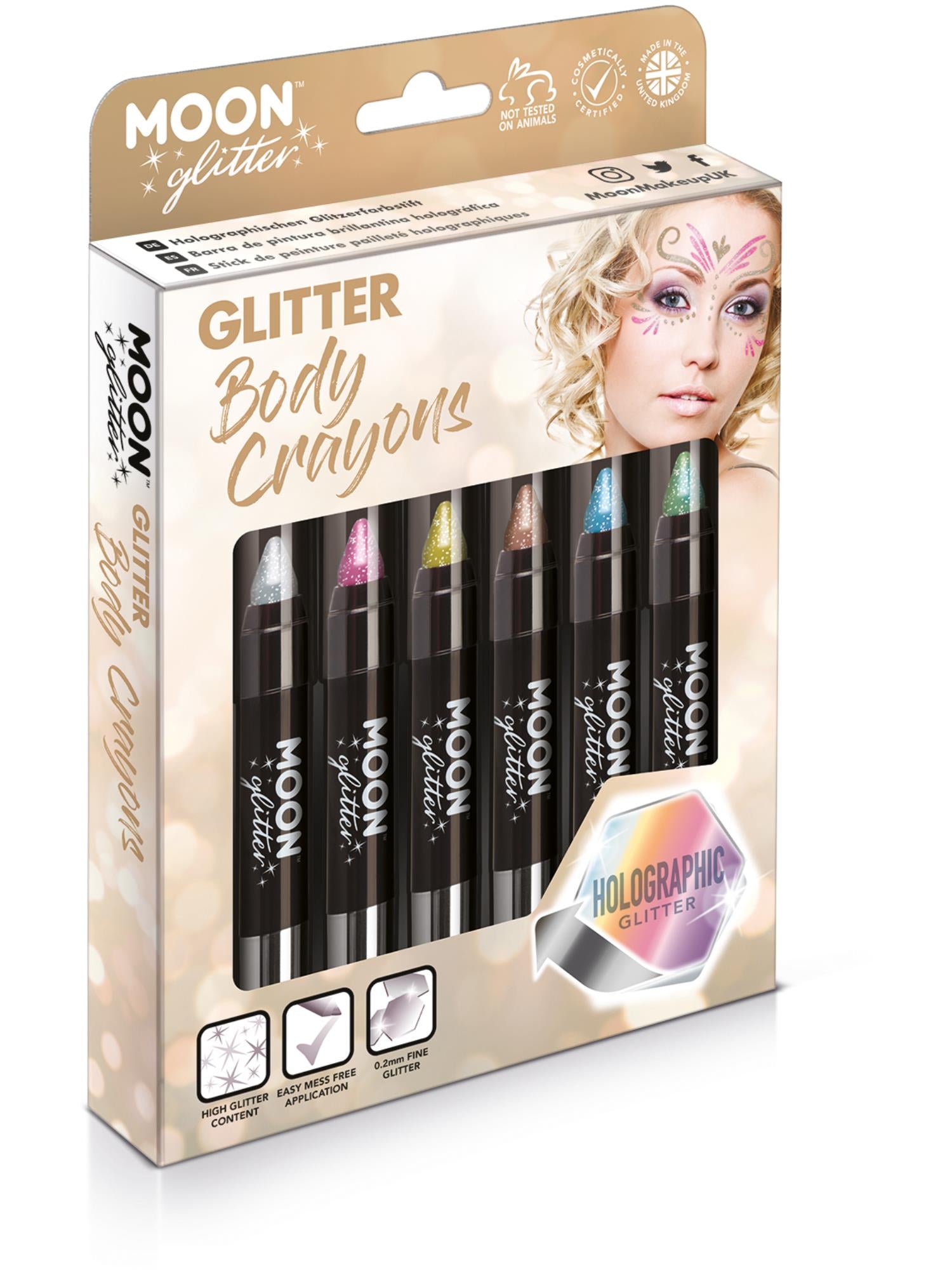 Moon Glitter Holographic Body Crayons, Assorted 1