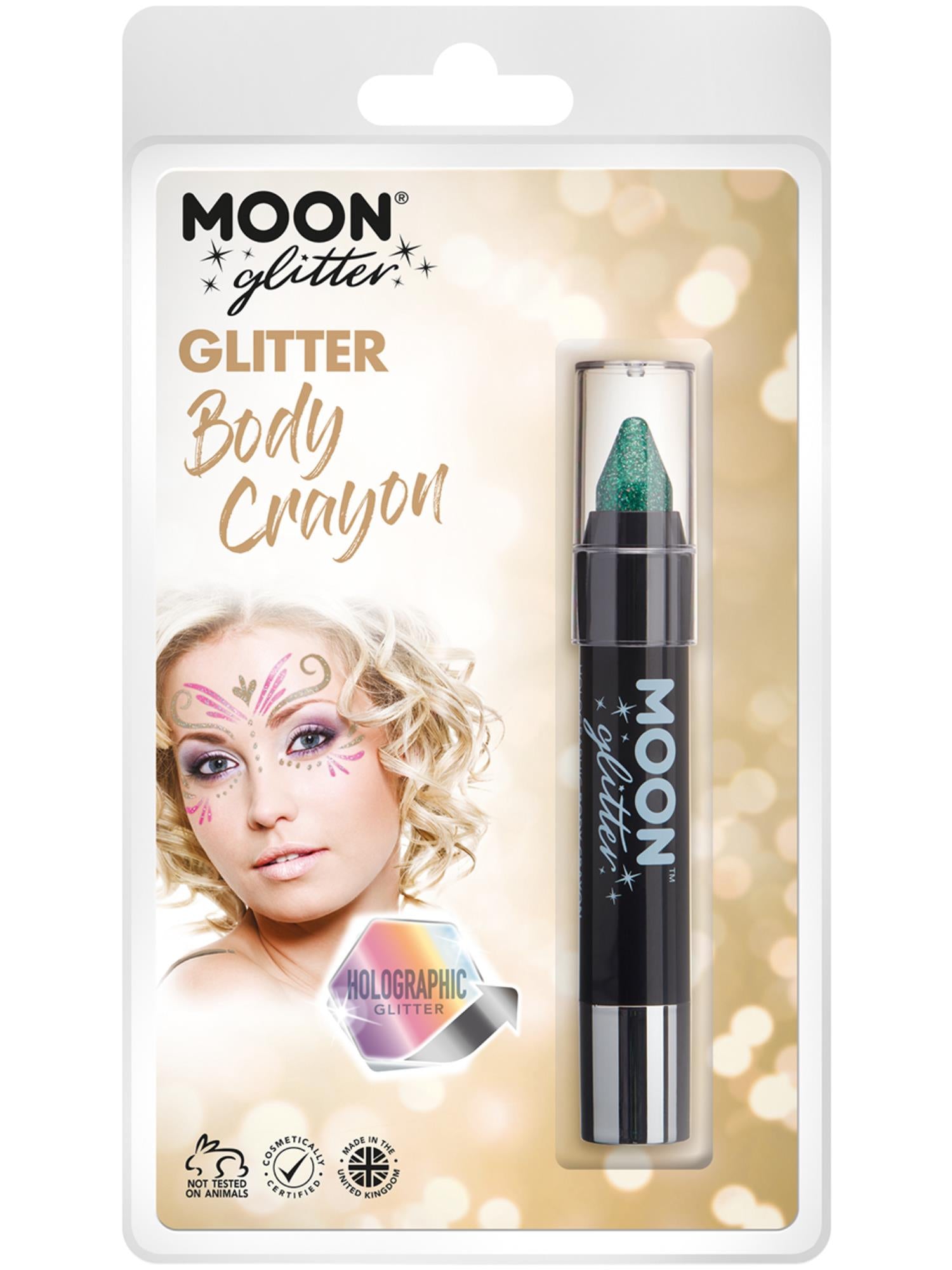 Moon Glitter Holographic Body Crayons, Green 1