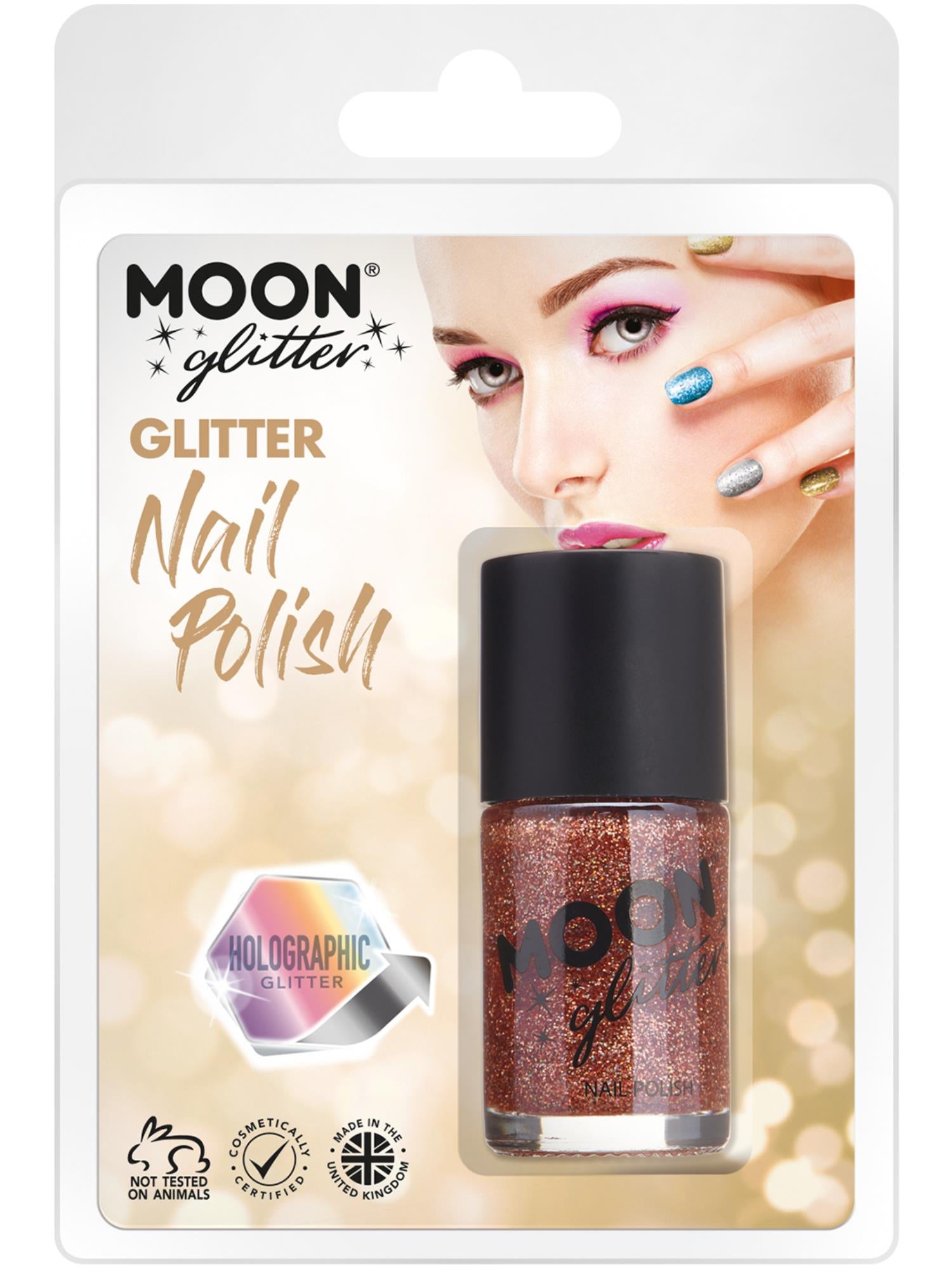 Moon Glitter Holographic Nail Polish, Rose Gold 1