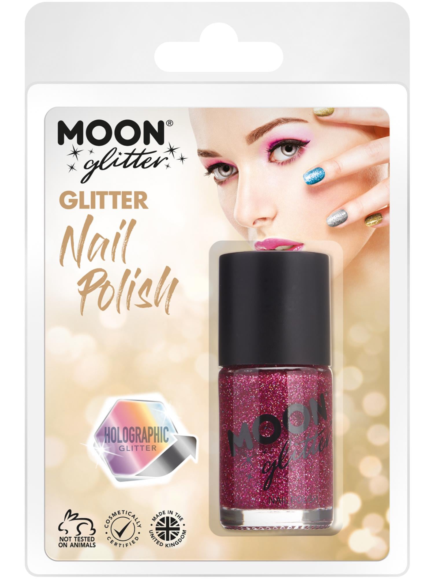 Moon Glitter Holographic Nail Polish, Fuchsia 1