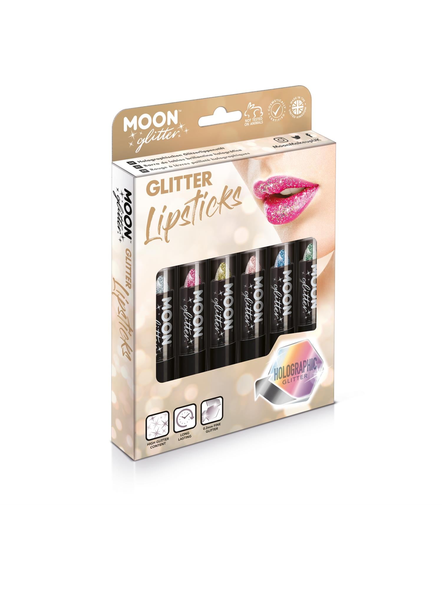 Moon Glitter Holographic Glitter Lipstick,Assorted 1
