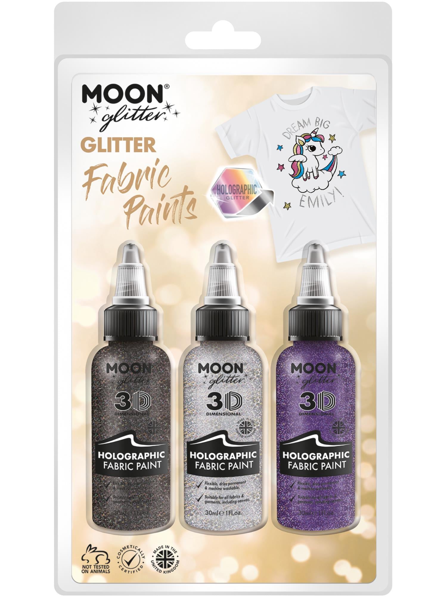 Moon Glitter Holographic Glitter Fabric Paint, 1