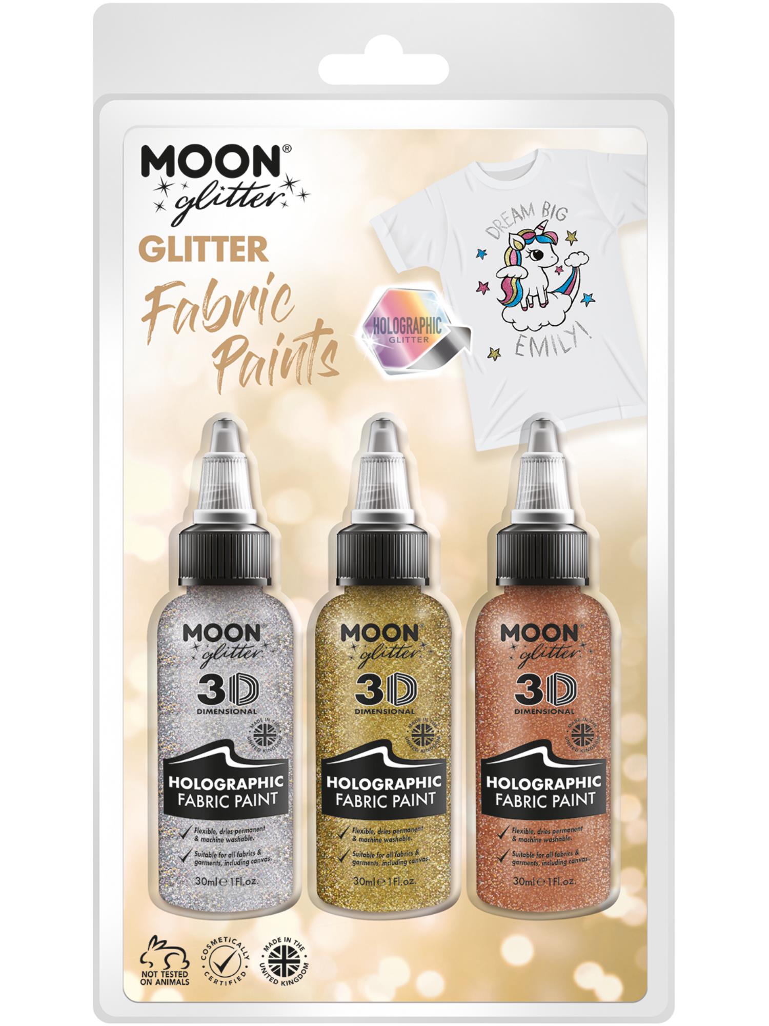 Moon Glitter Holographic Glitter Fabric Paint, 1