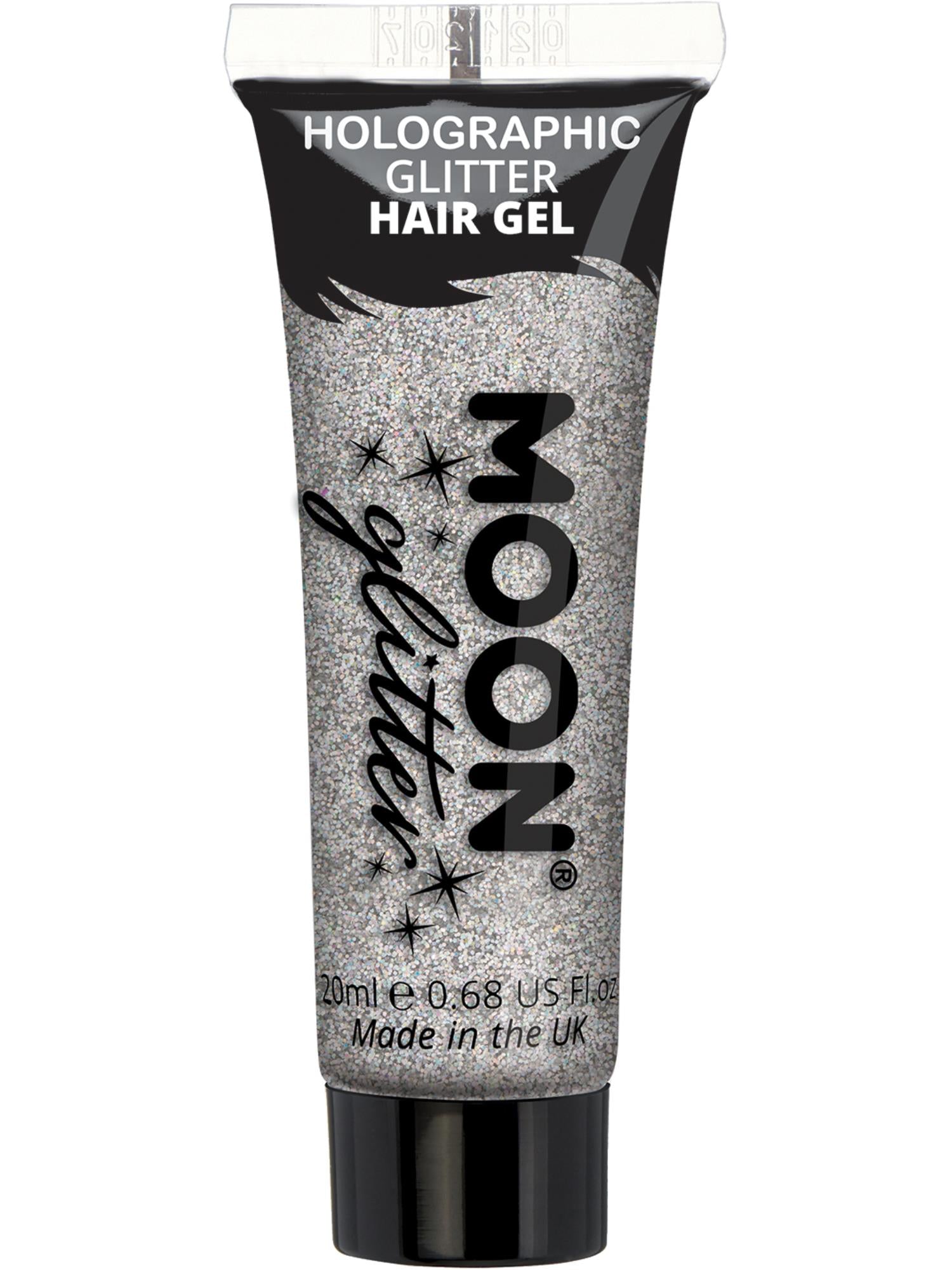 Moon Glitter Holographic Glitter Hair Gel, Silver 1