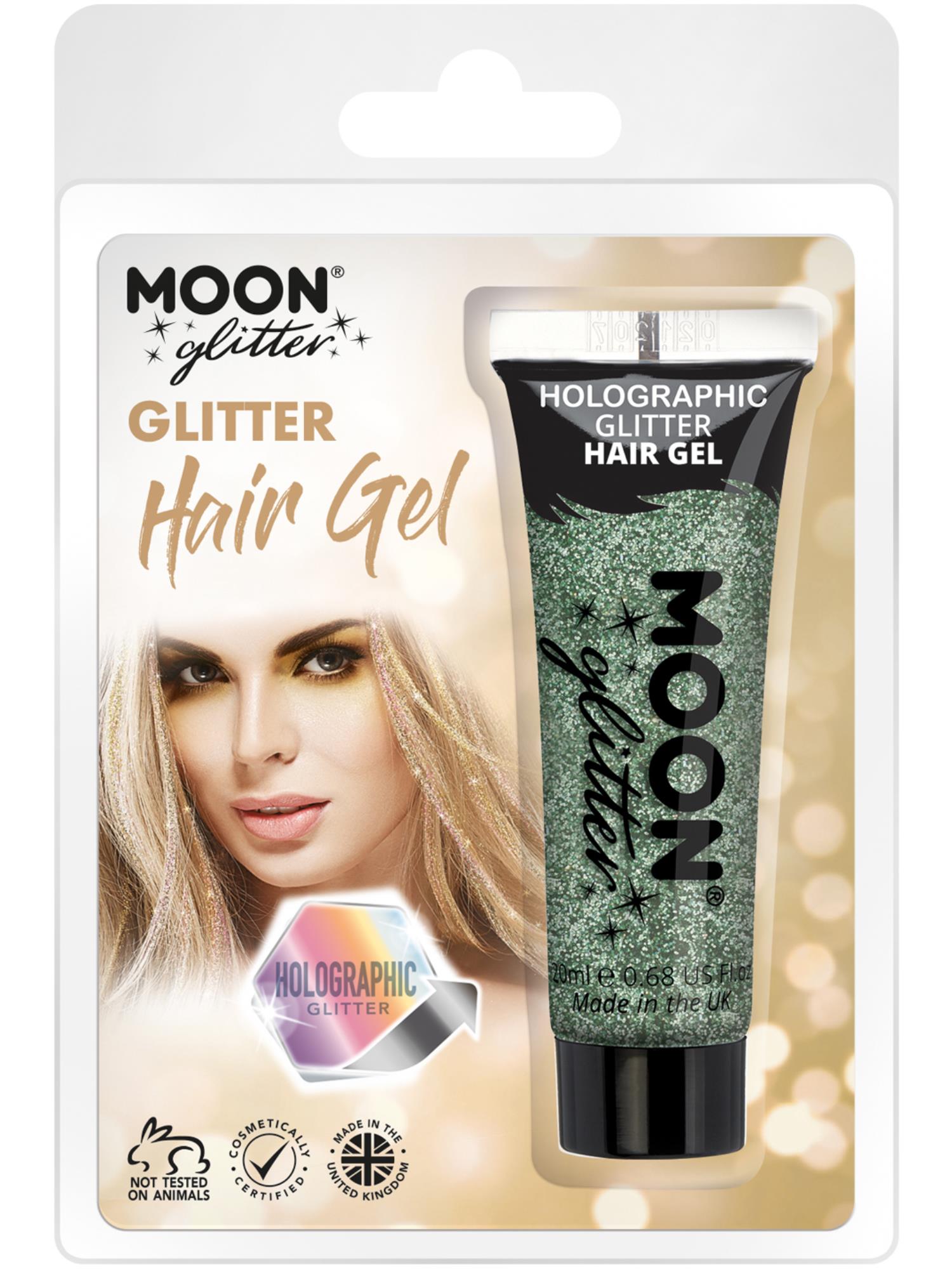 Moon Glitter Holographic Glitter Hair Gel, Green 1