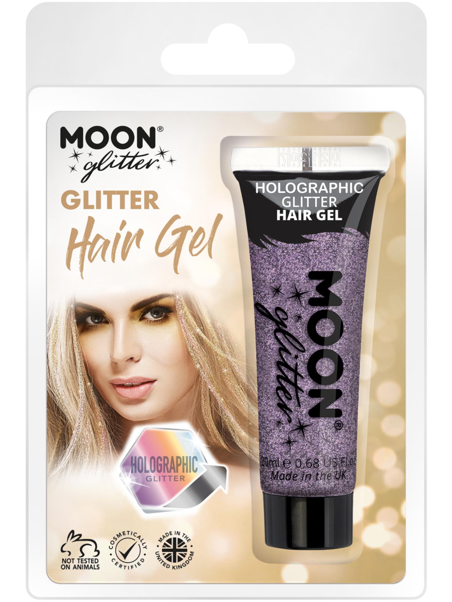 Moon Glitter Holographic Glitter Hair Gel, Purple 1