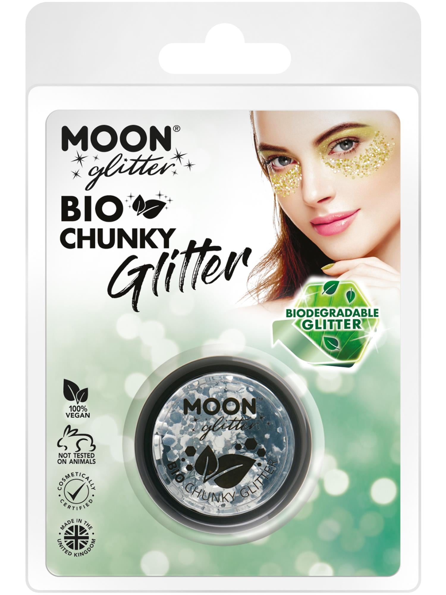 Moon Glitter Bio Chunky Glitter, Silver 1