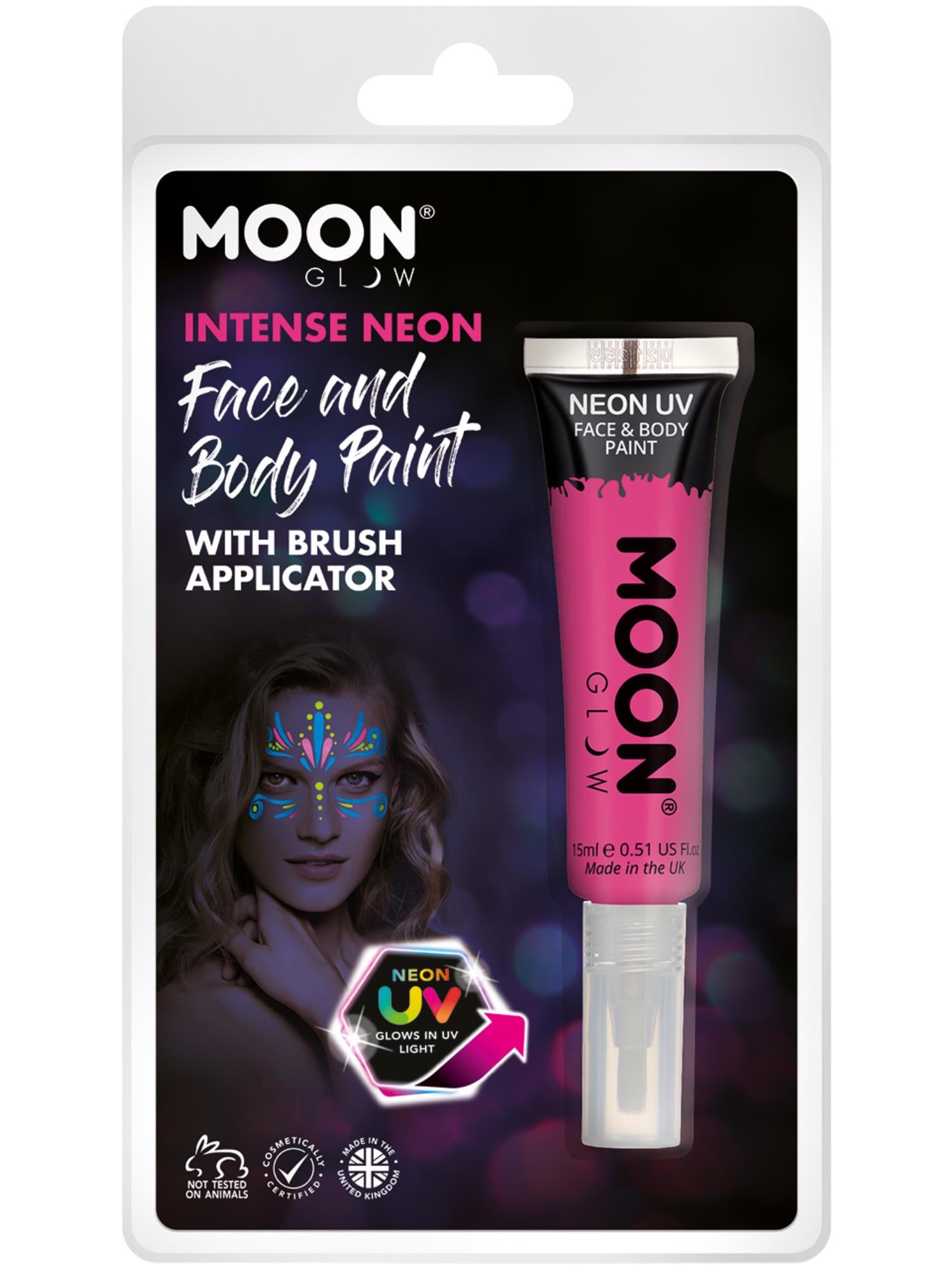 Moon Glow Intense Neon UV Face Paint, Hot Pink 1