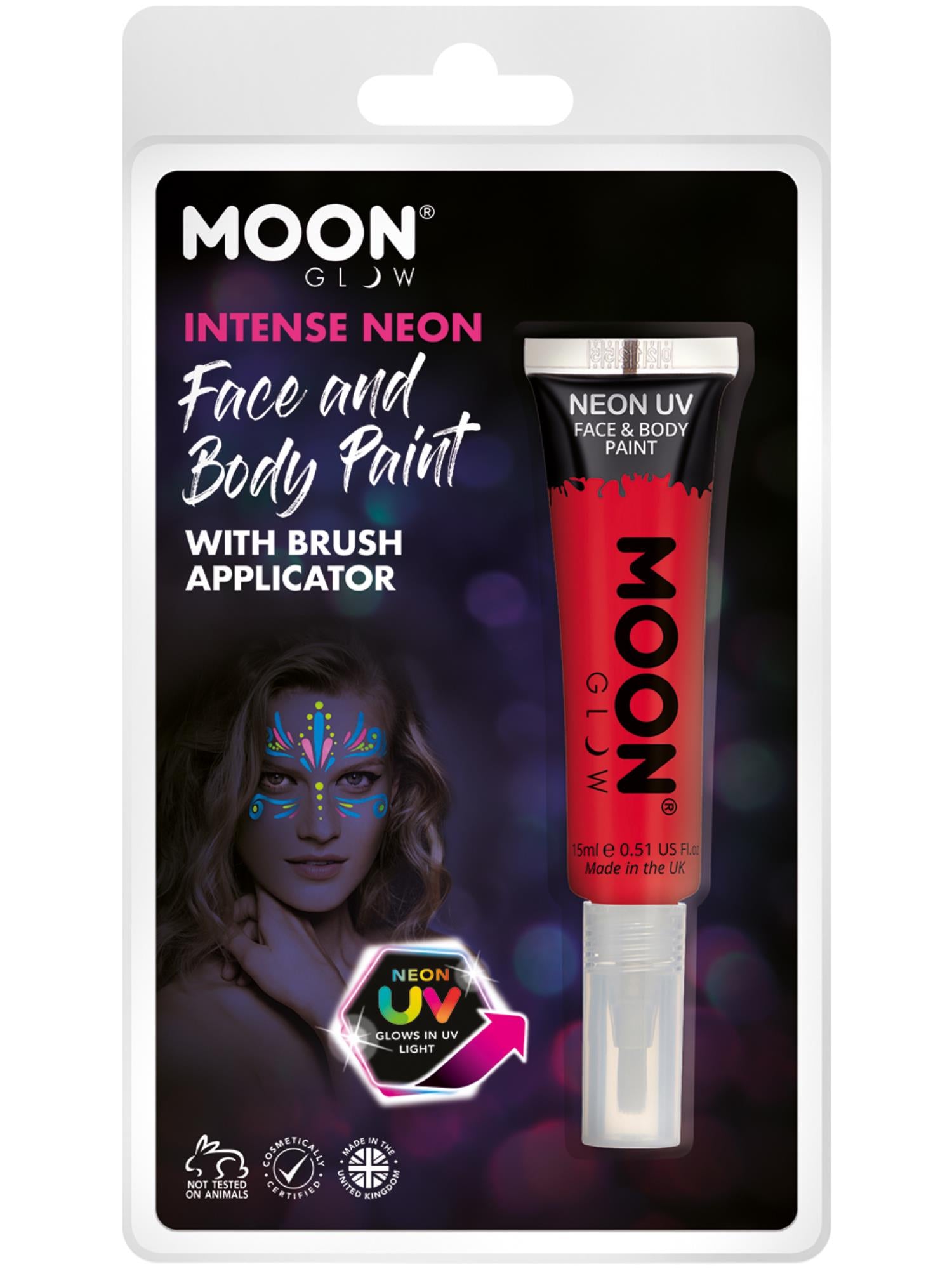 Moon Glow Intense Neon UV Face Paint, Red 1