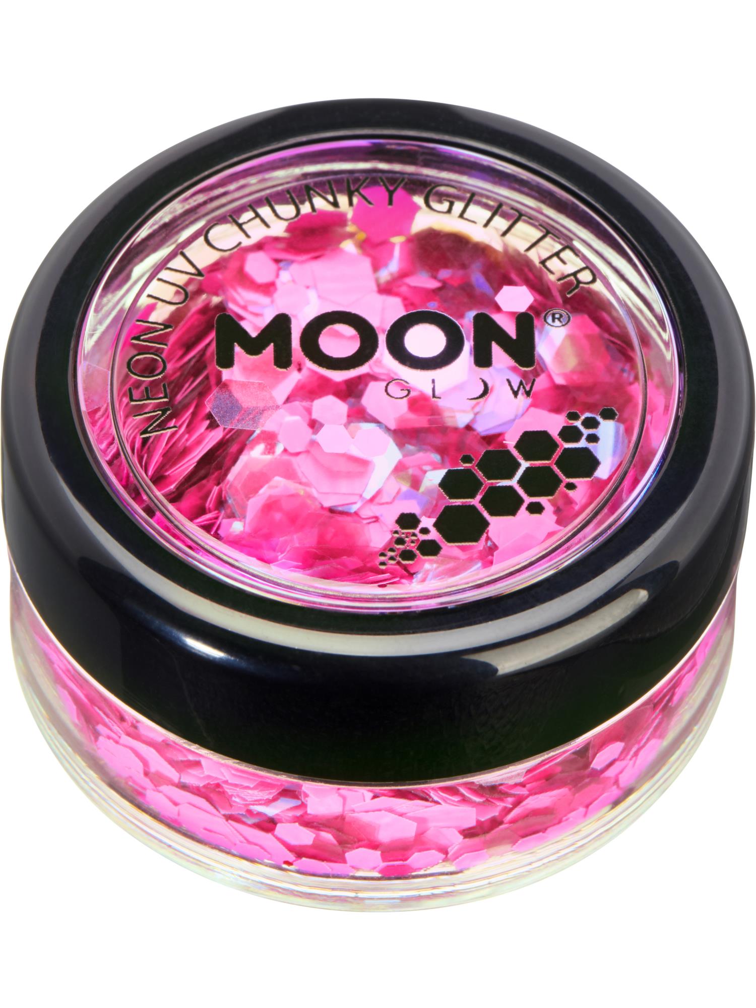 Moon Glow - Neon UV Chunky Glitter, Hot Pink 1
