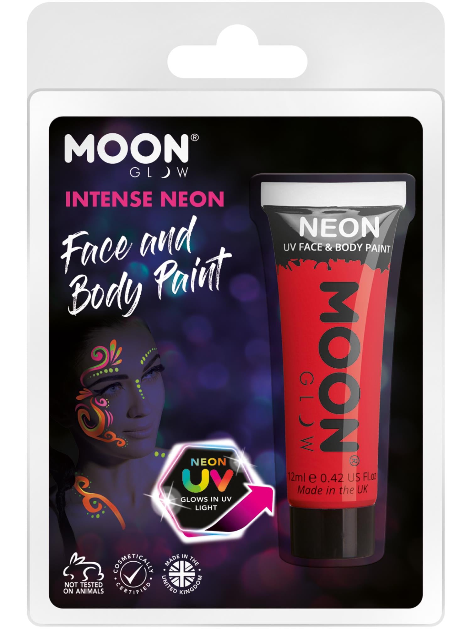 Moon Glow Intense Neon UV Face Paint, Intense Red 1
