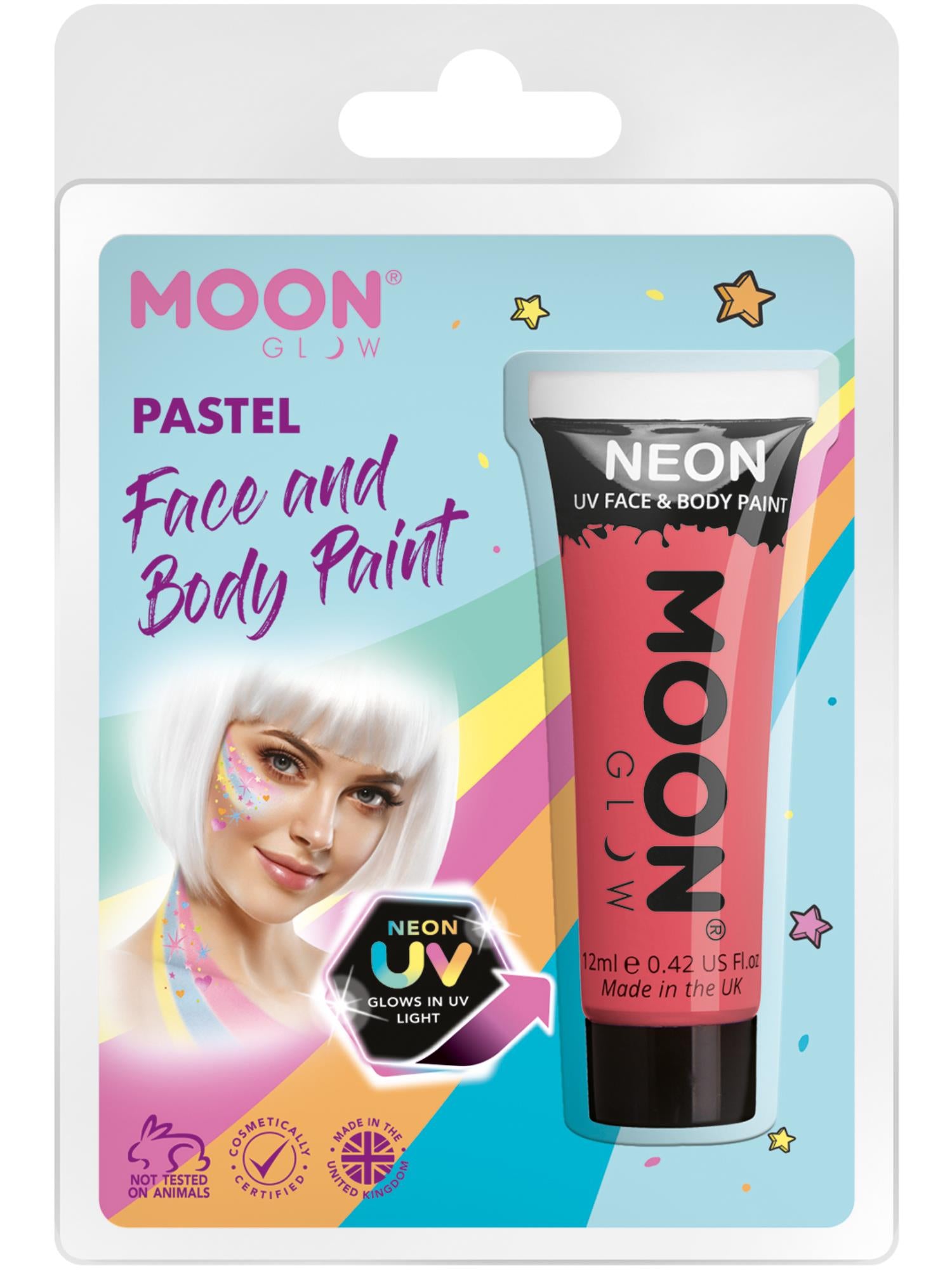 Moon Glow Pastel Neon UV Face Paint, Pastel Coral 1