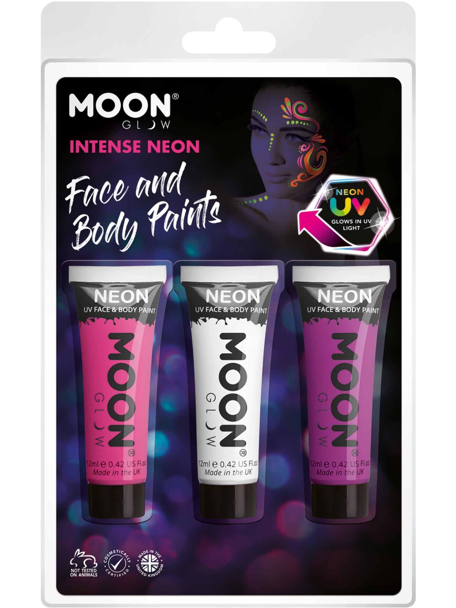 Moon Glow Intense Neon UV Face Paint, Hot Pink 1