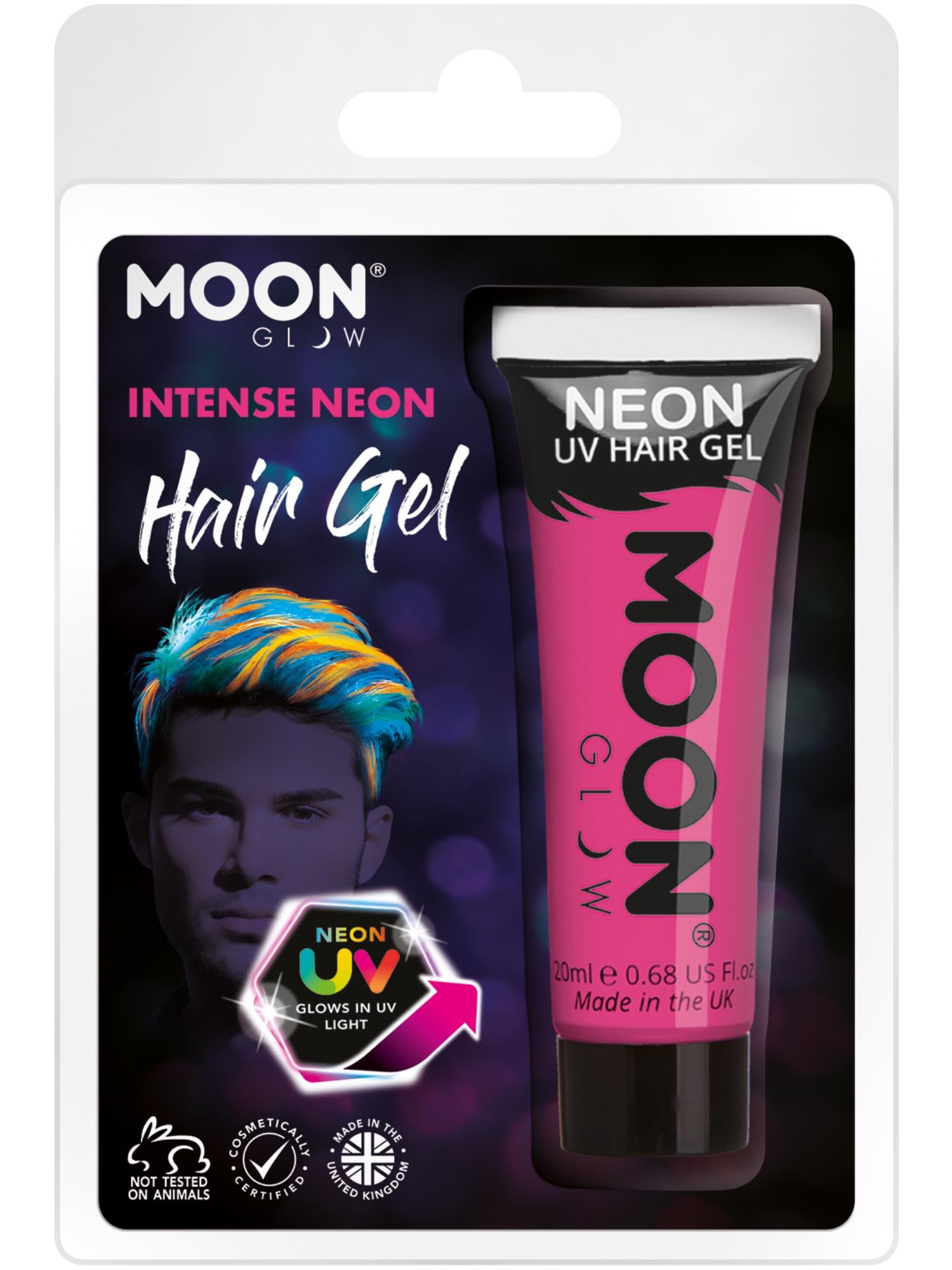 Moon Glow Intense Neon UV Hair Gel, Intense Pink 1