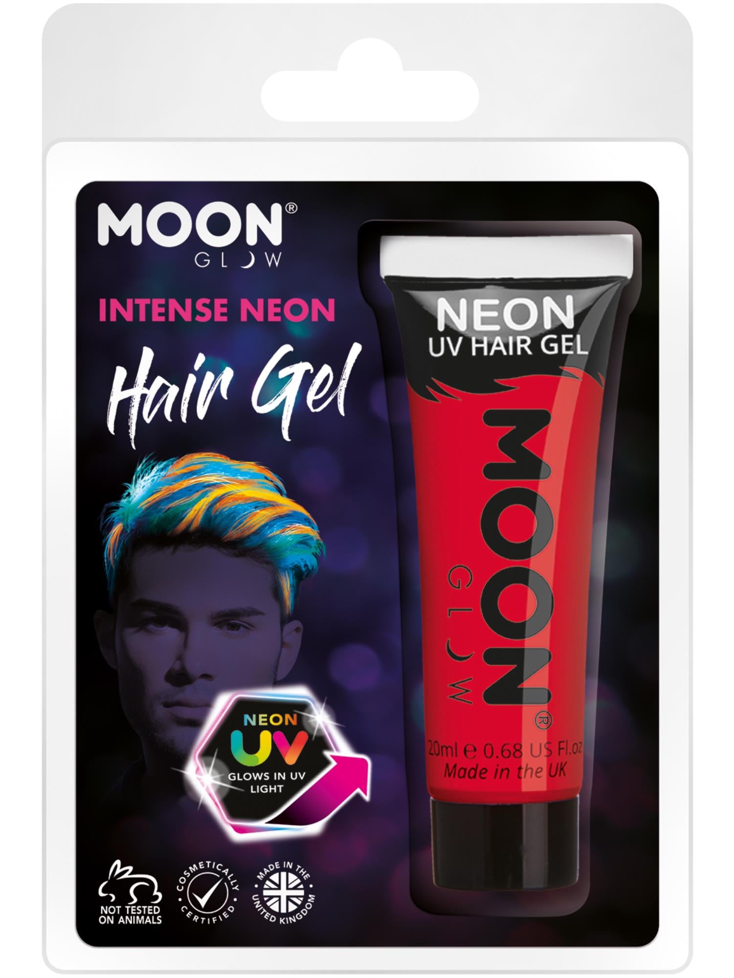 Moon Glow Intense Neon UV Hair Gel, Intense Red 1