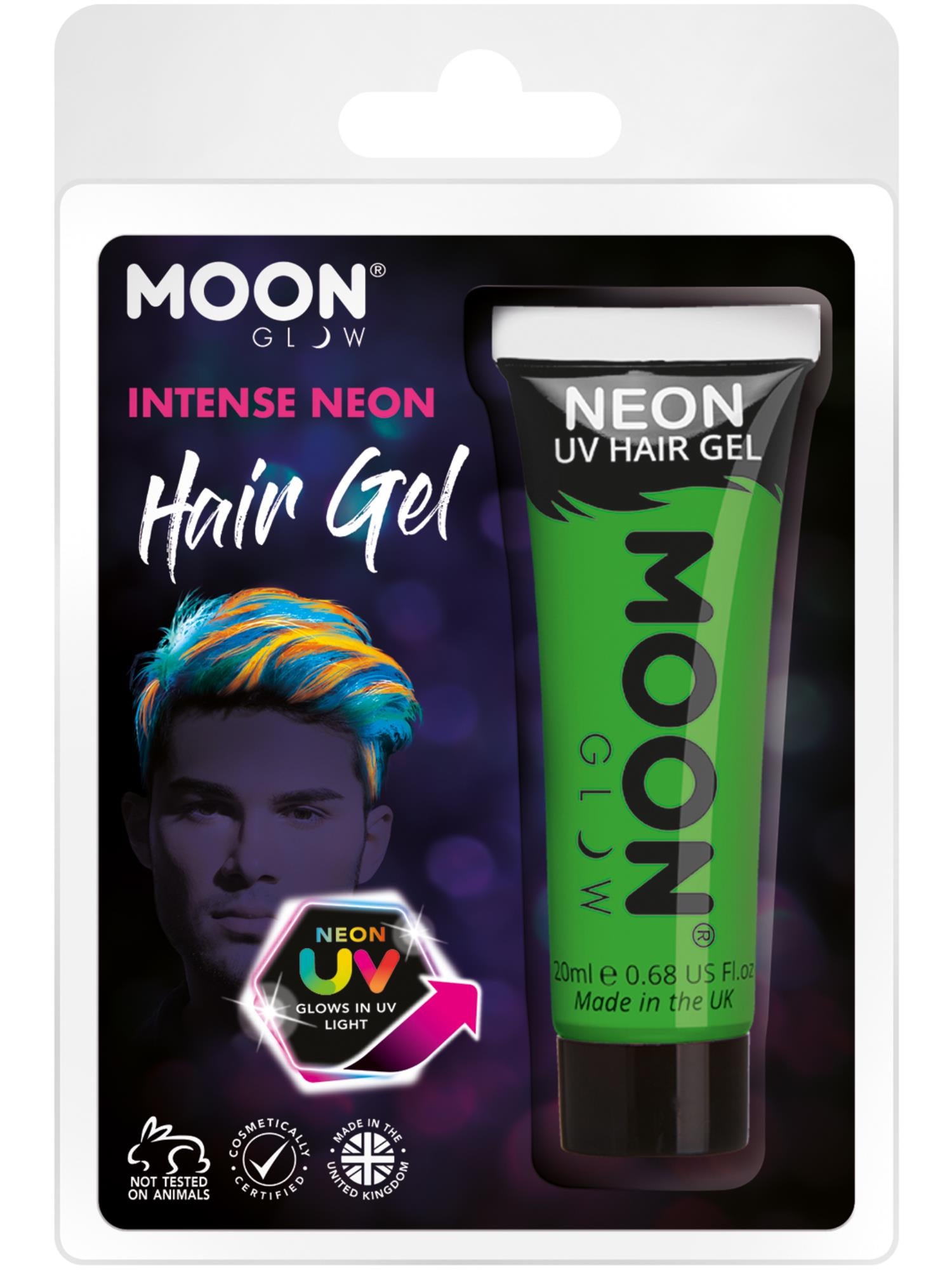 Moon Glow Intense Neon UV Hair Gel, Intense Green 1