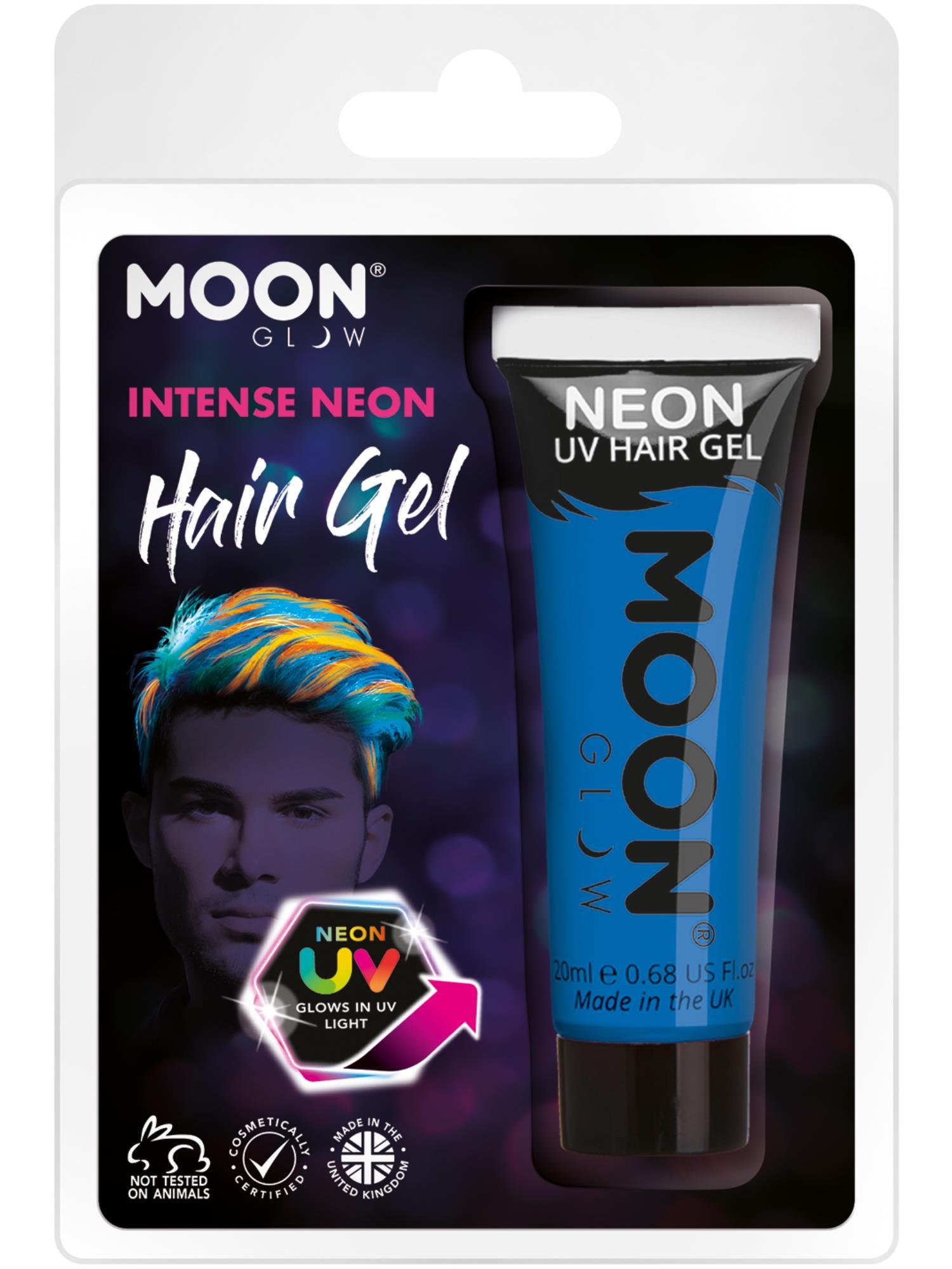 Moon Glow Intense Neon UV Hair Gel, Intense Blue 1