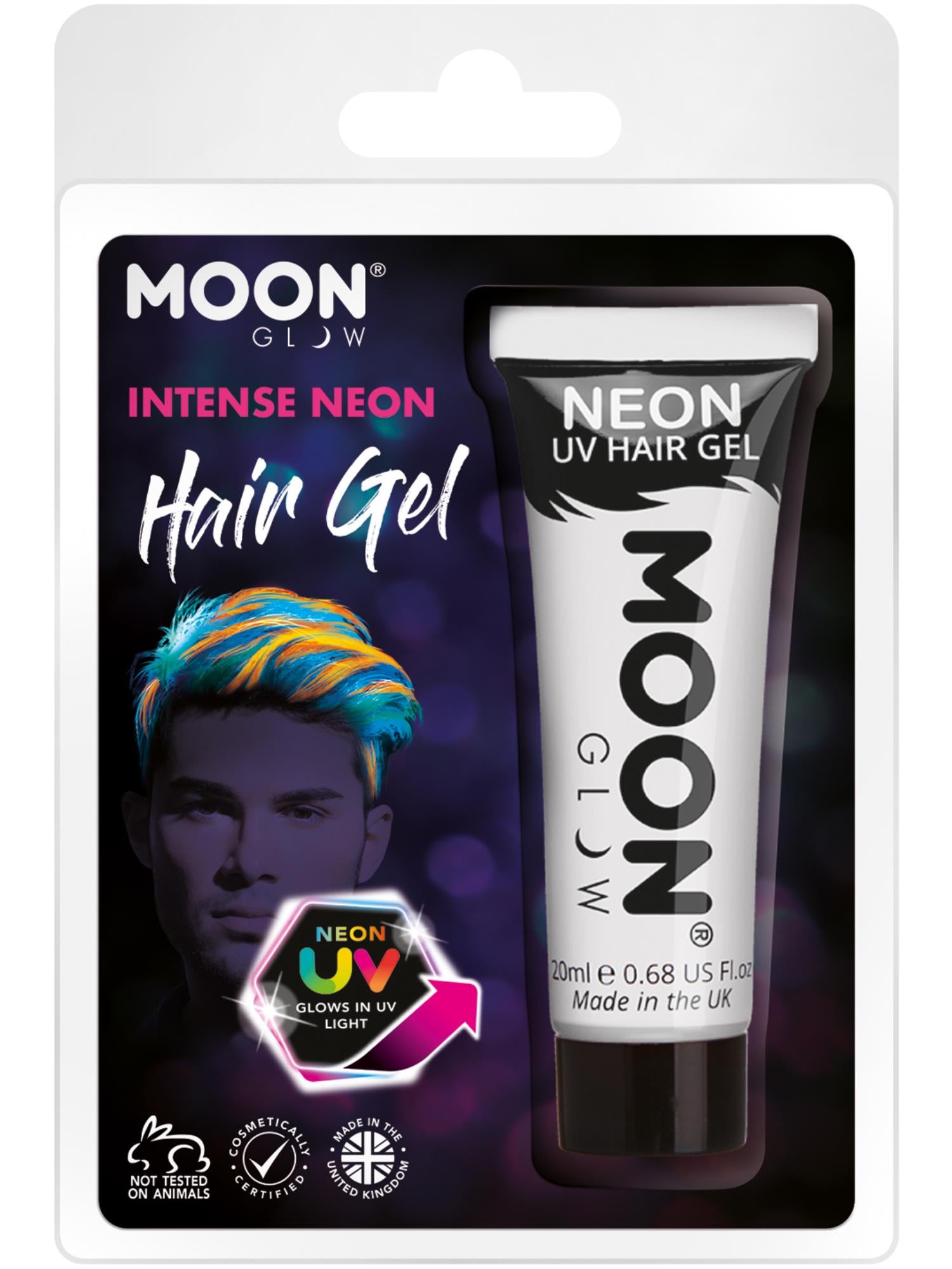 Moon Glow Intense Neon UV Hair Gel, White 1