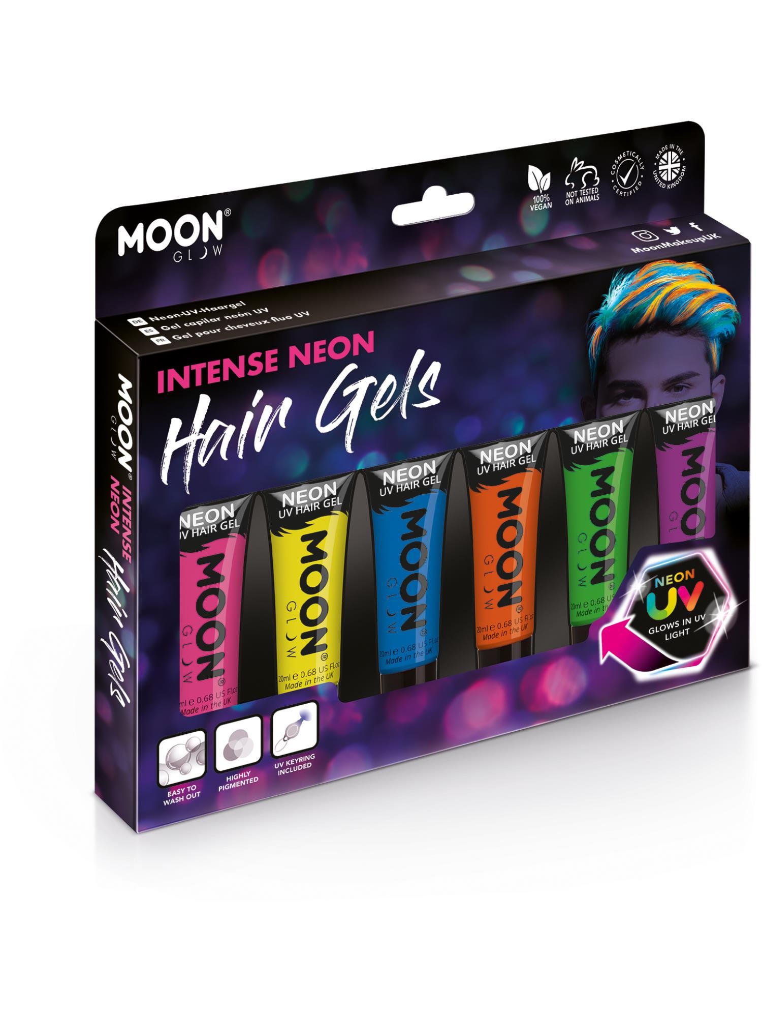 Moon Glow Intense Neon UV Hair Gel, Assorted 1
