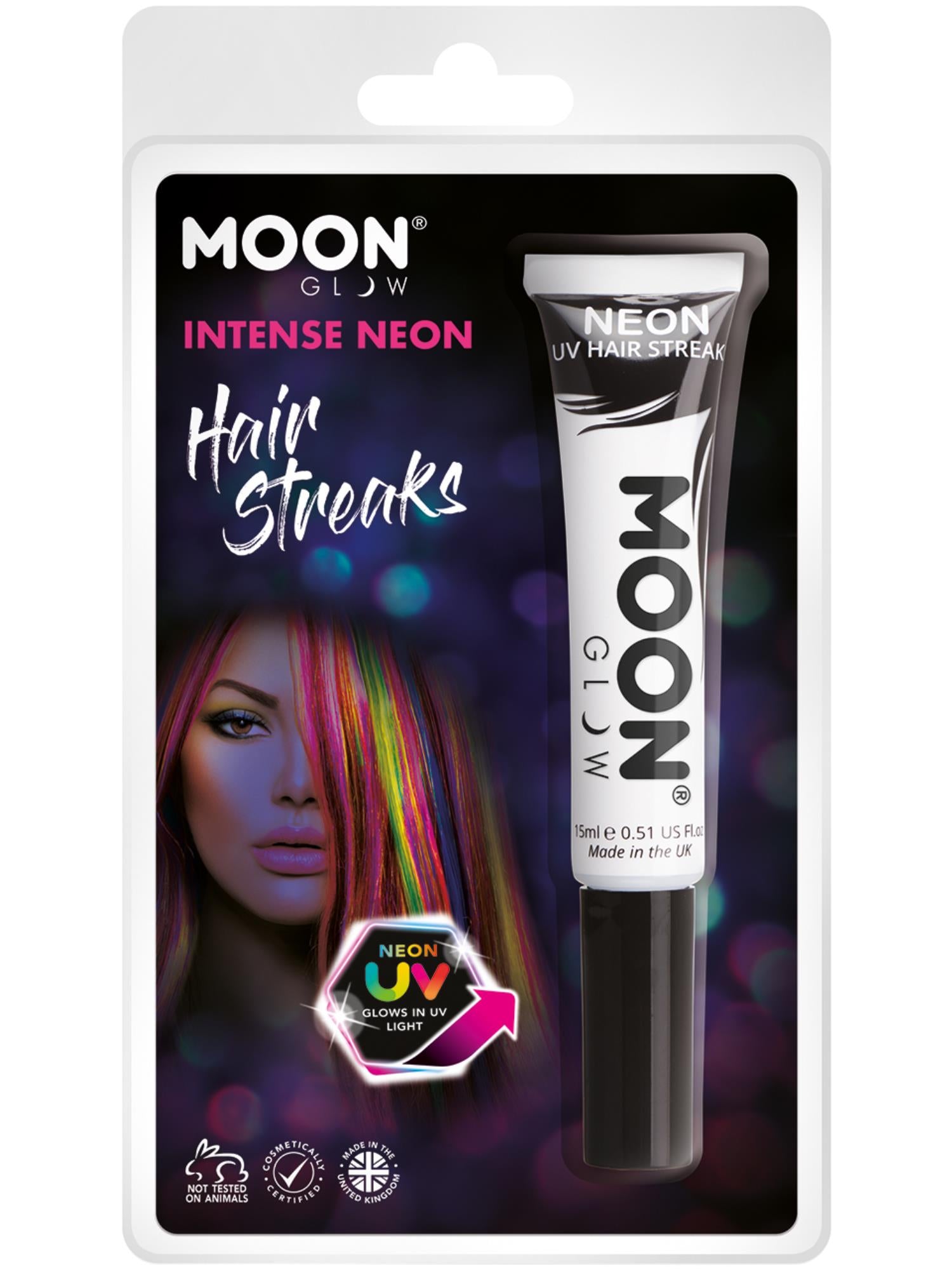 Moon Glow Intense Neon UV Hair Streaks, White 1