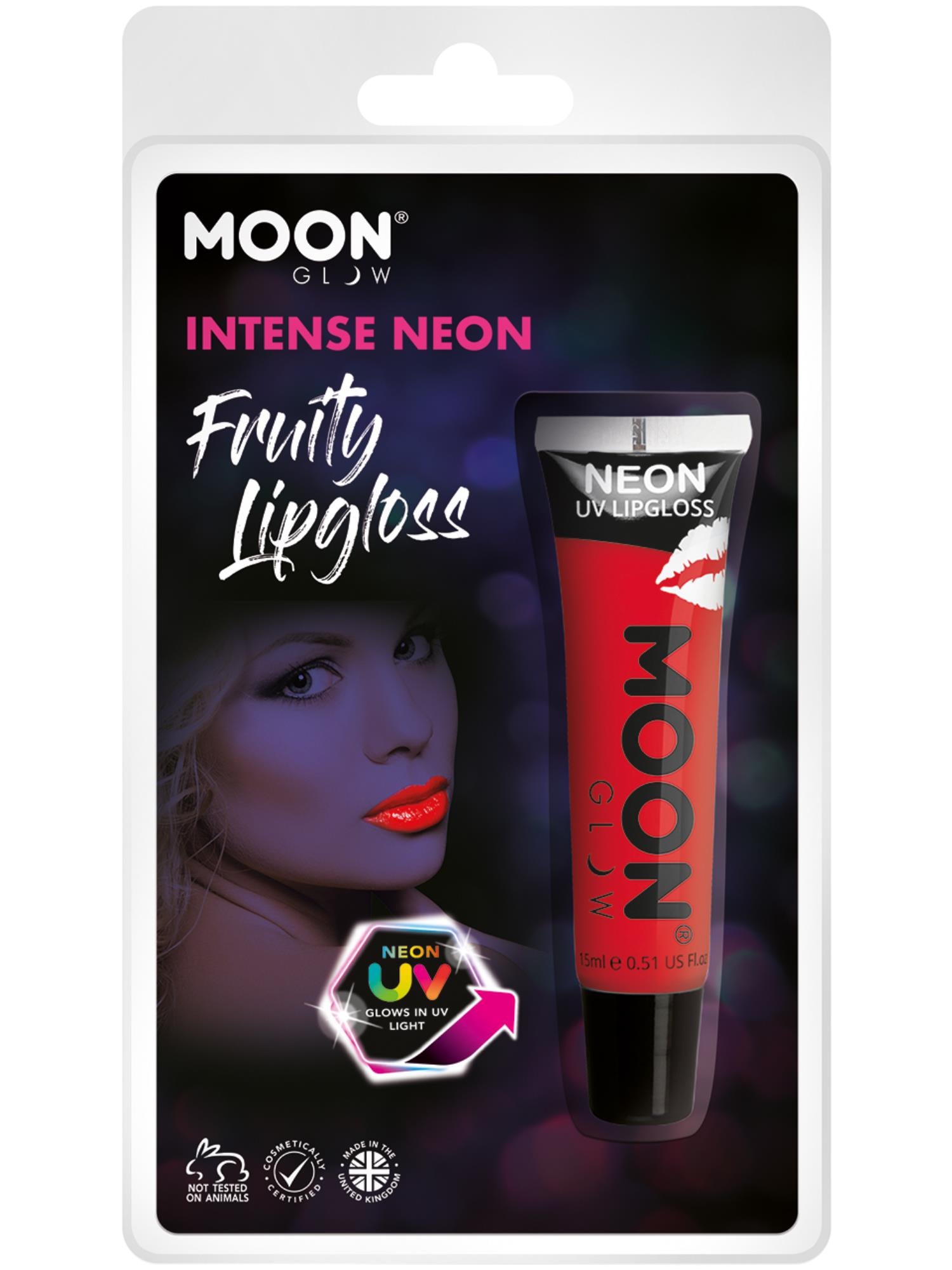 Moon Glow Intense Neon UV Fruity Lipgloss, Red 1