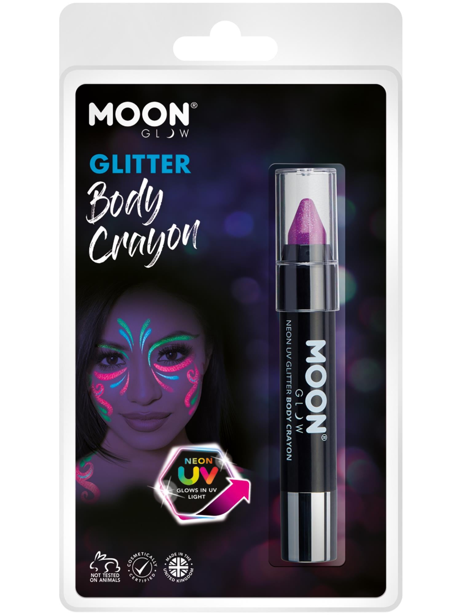 Moon Glow - Neon UV Glitter Body Crayosn, Purple 1