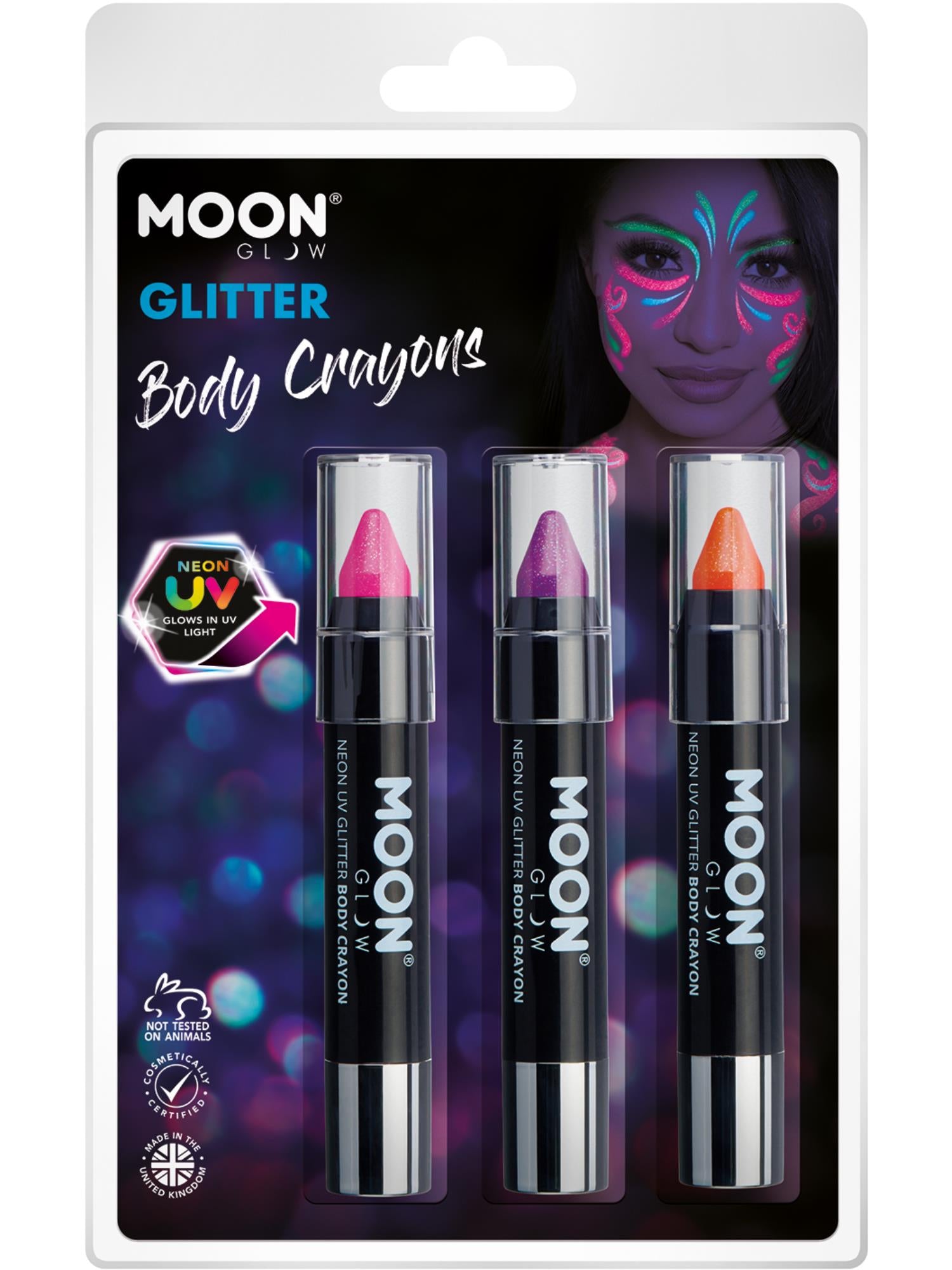 Moon Glow - Neon UV Glitter Body Crayons, 1