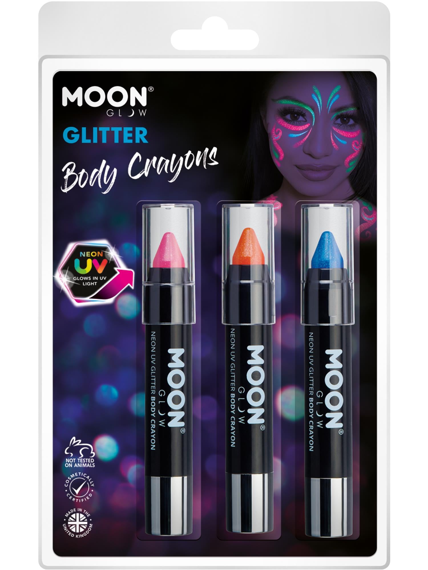 Moon Glow - Neon UV Glitter Body Crayons, 1