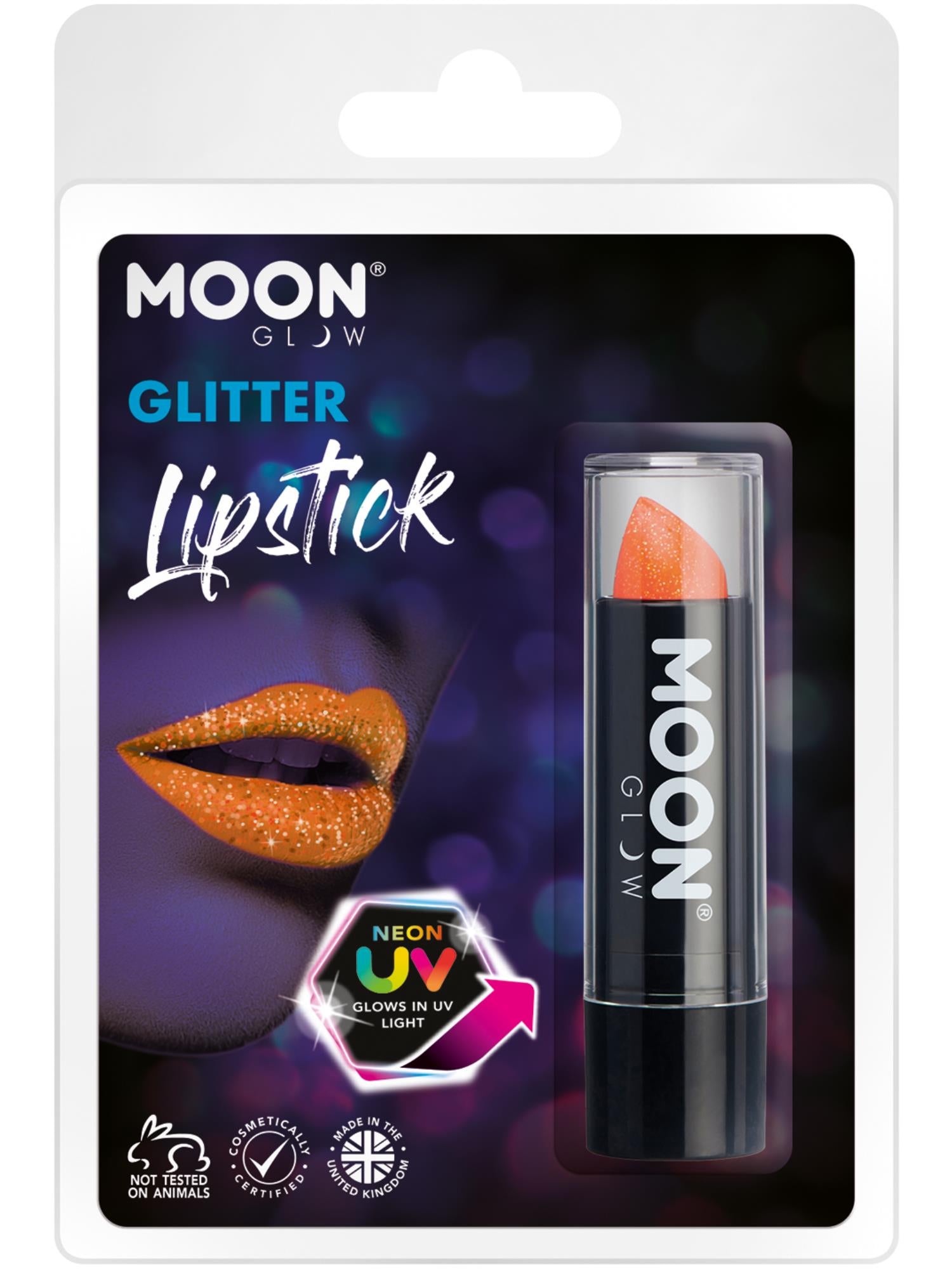 Moon Glow - Neon UV Glitter Lipstick, Orange 1