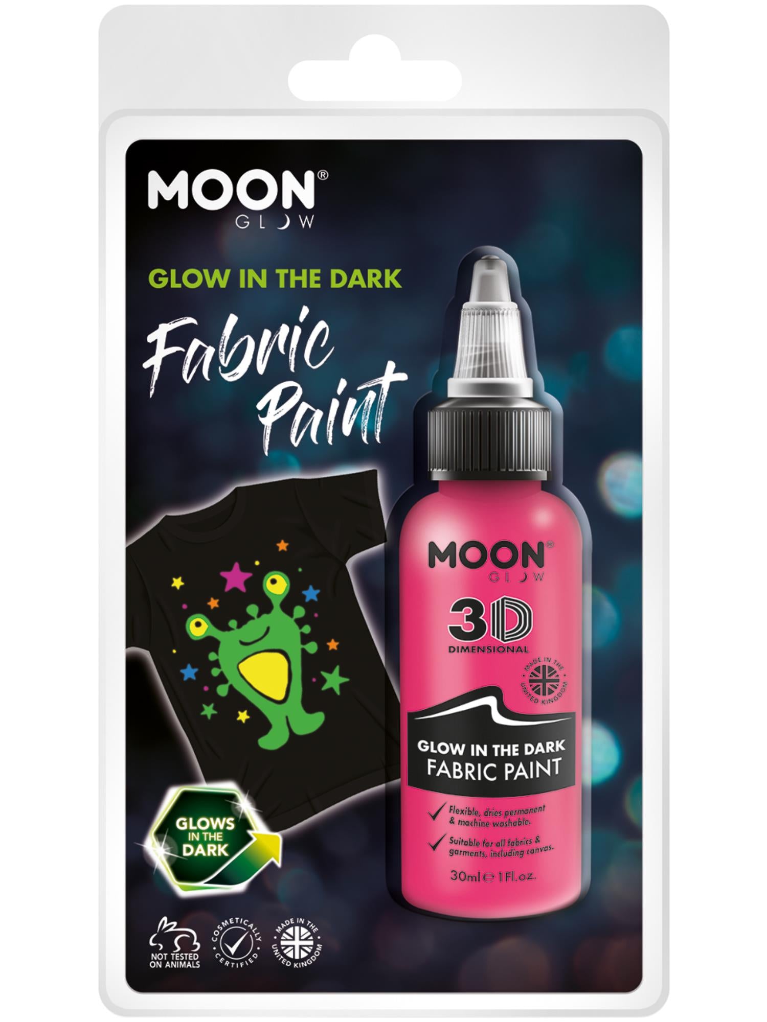 Moon Glow - Glow in the Dark Fabric Paint, Pink 1