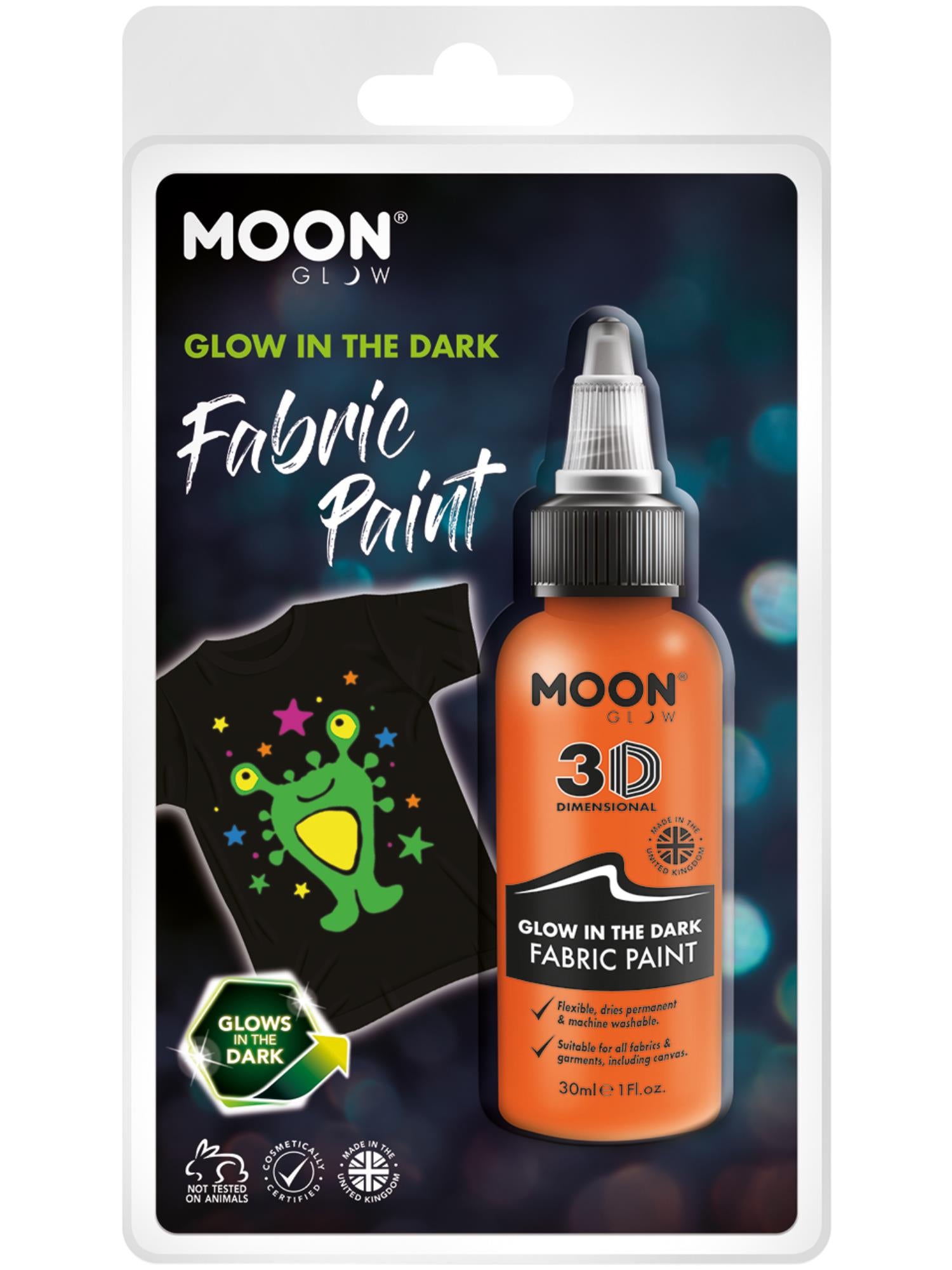 Moon Glow - Glow in the Dark Fabric Paint, Orange 1