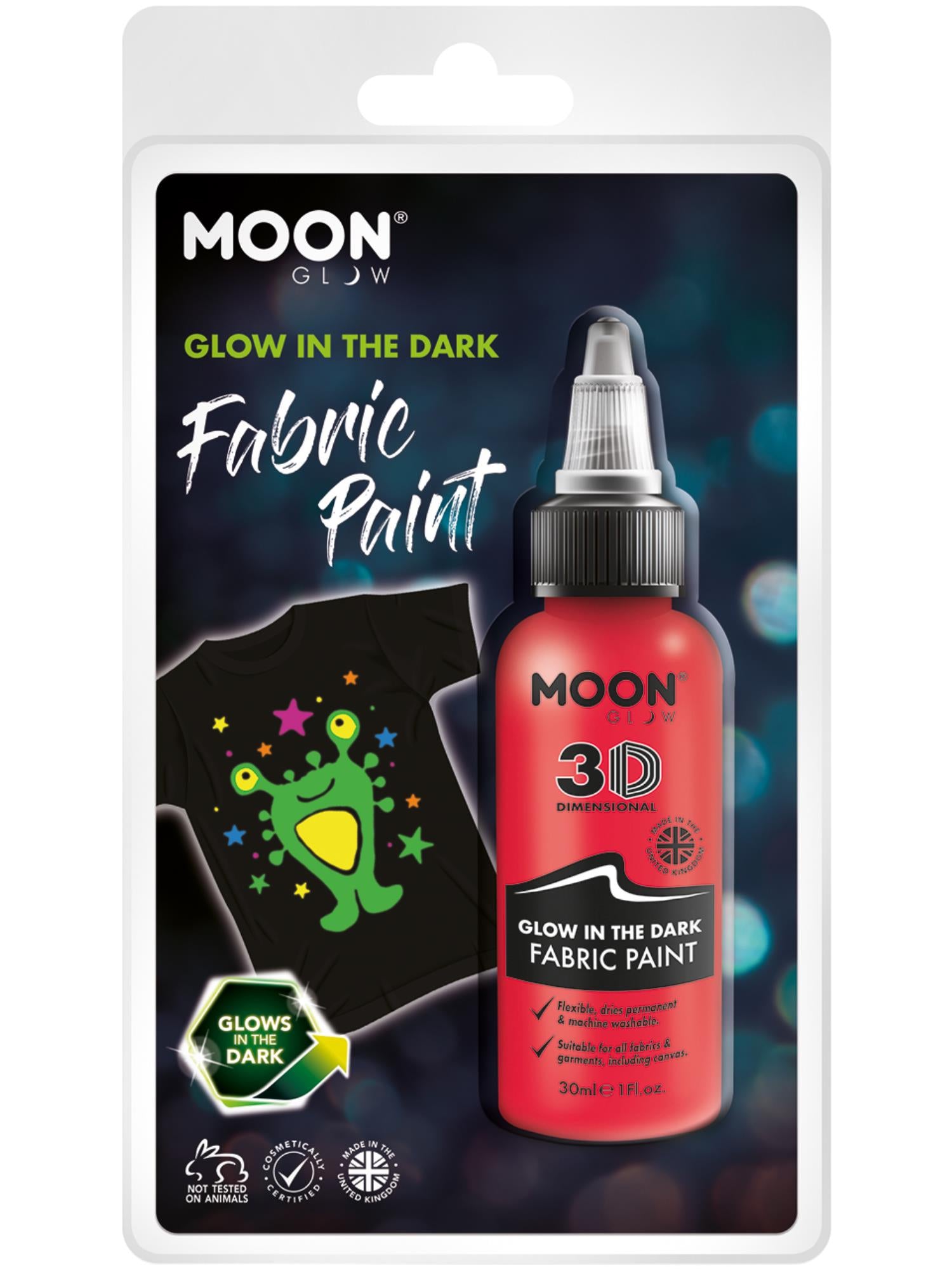Moon Glow - Glow in the Dark Fabric Paint, Red 1