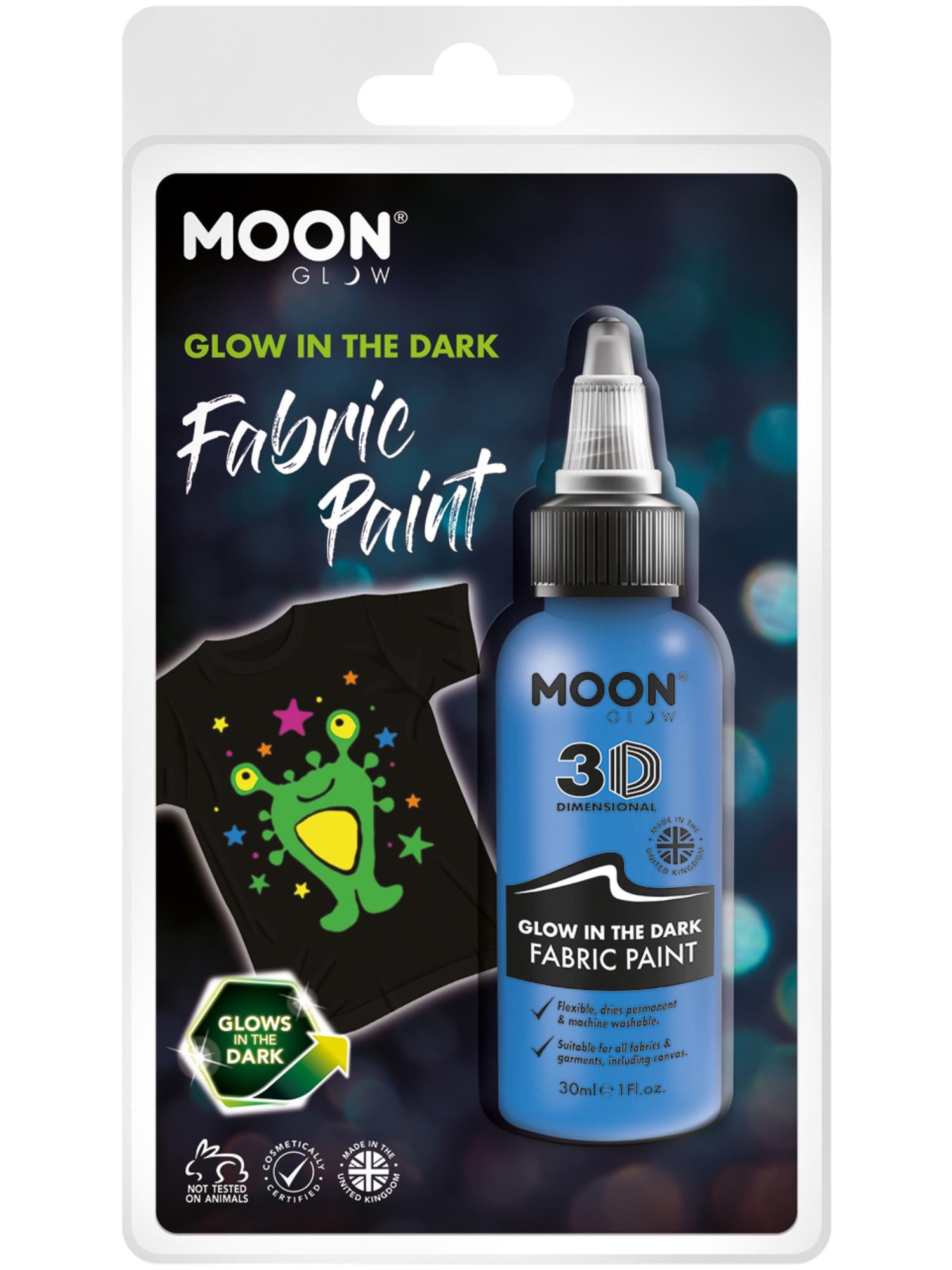 Moon Glow - Glow in the Dark Fabric Paint, Blue 1