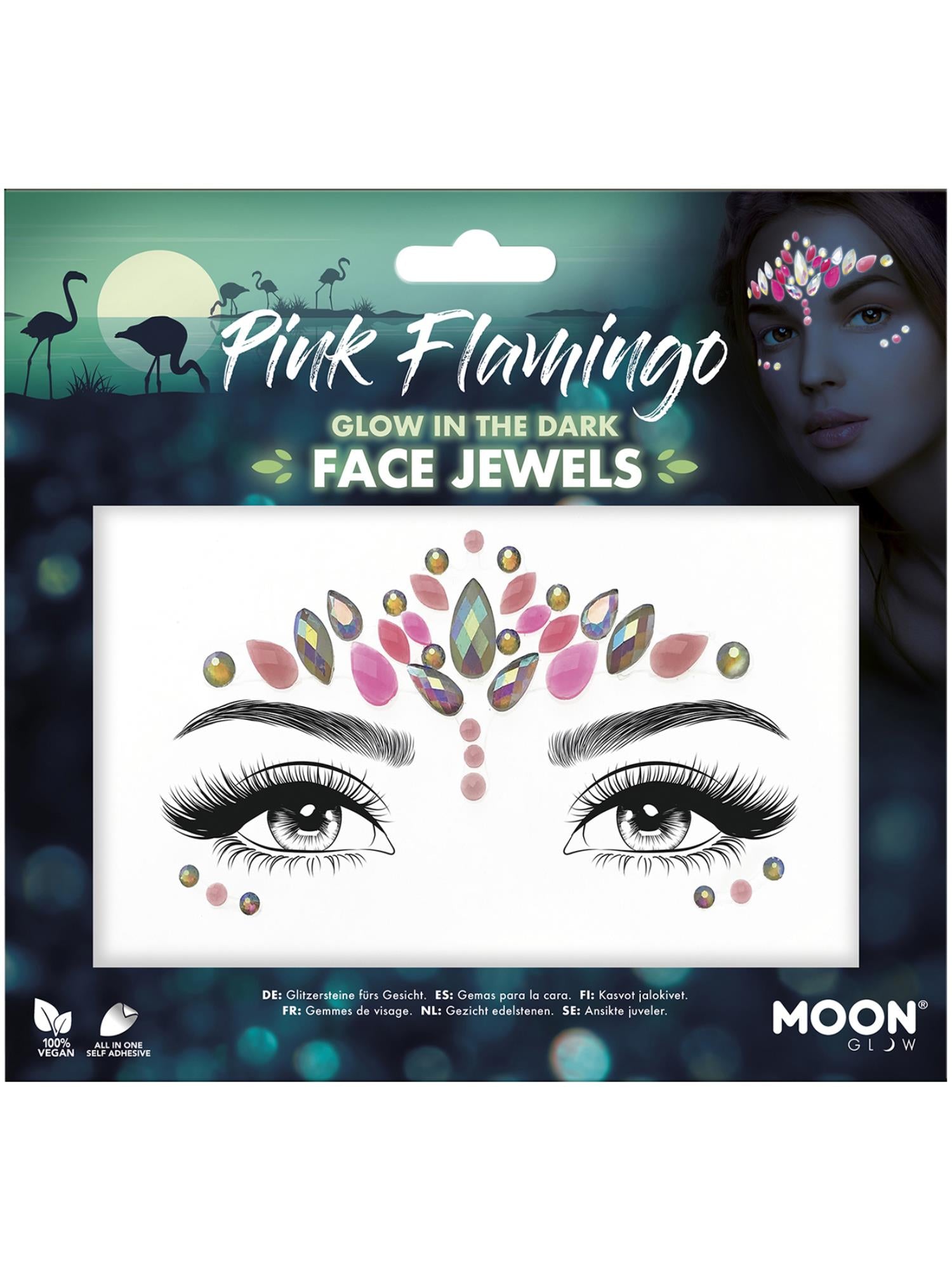 Moon Glow Face Jewels, Pink Flamingo 1