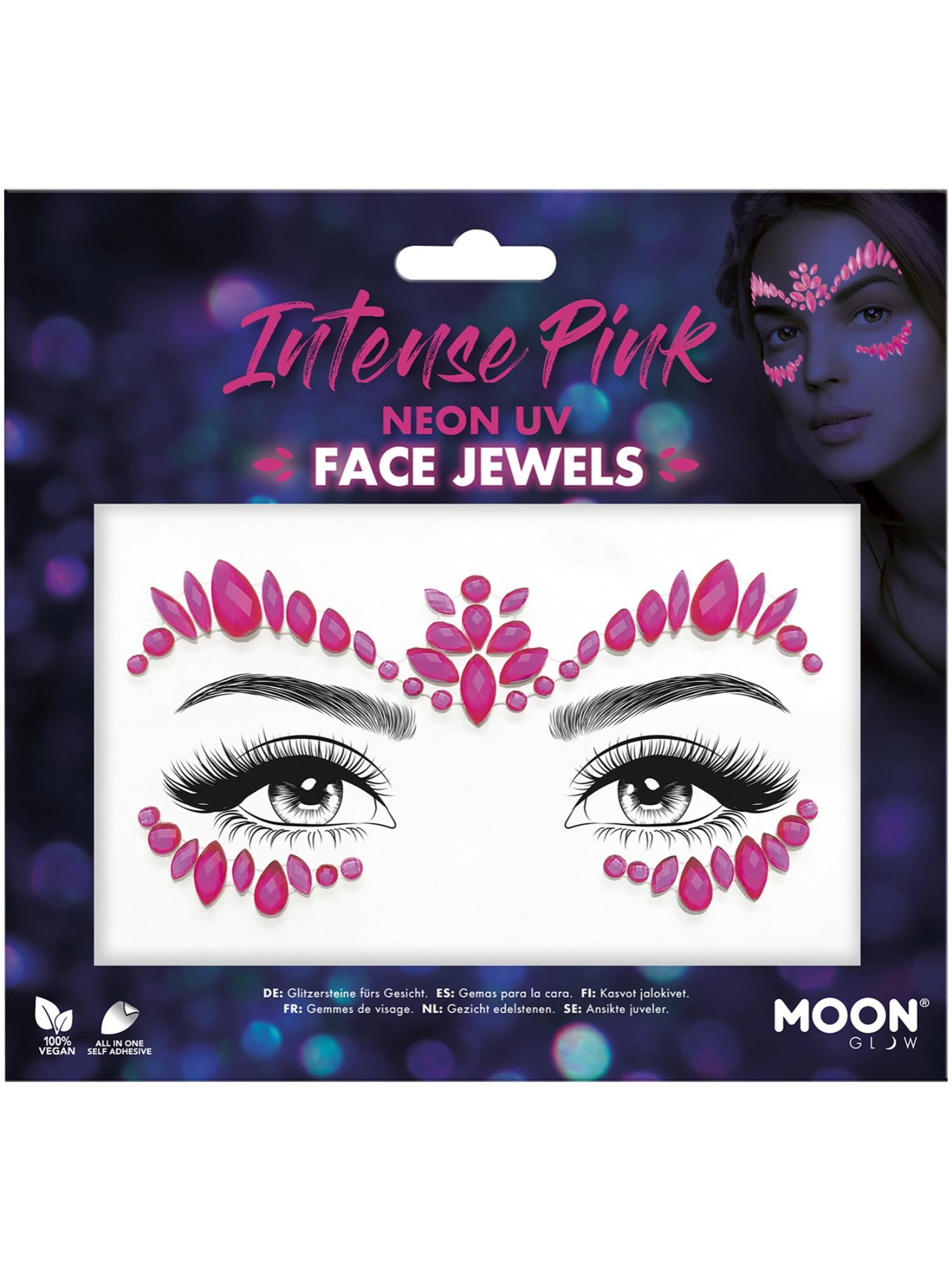 Moon Glow Face Jewels, Intense Pink 1