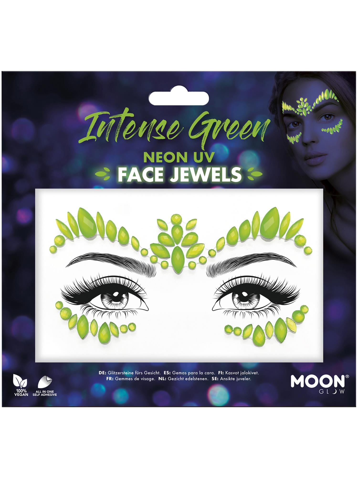 Moon Glow Face Jewels, Intense Green 1