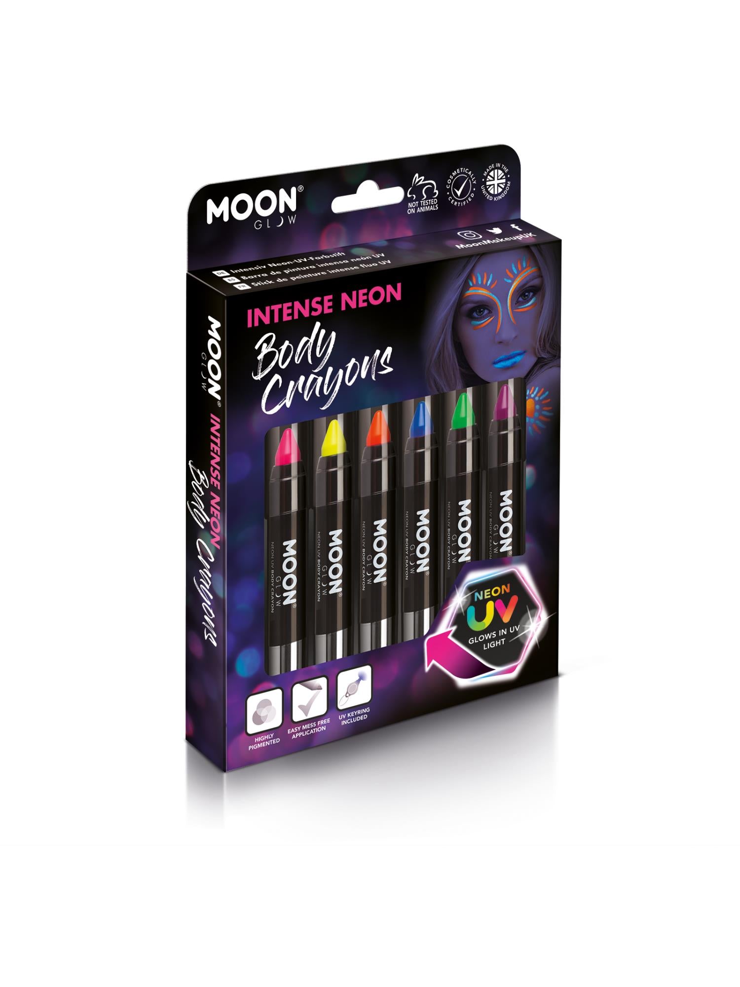 Moon Glow Intense Neon UV Body Crayons, Assorted 1