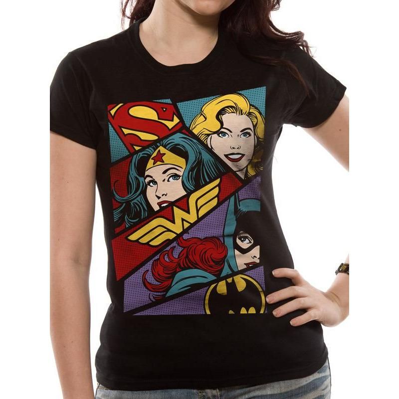 Justice League Heroine Pop Art Fitted T-Shirt 1