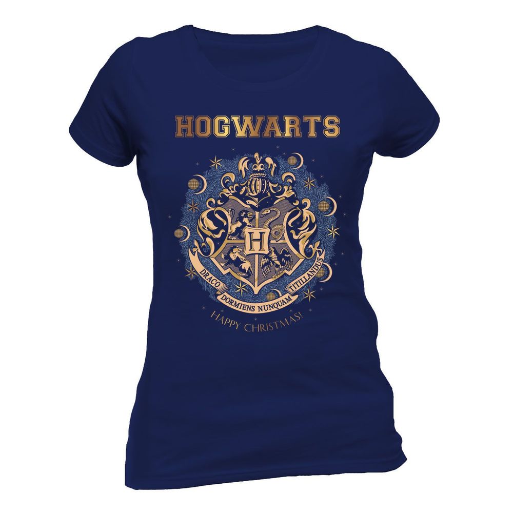 Harry Potter Foil Christmas At Hogwarts Fitted T-Shirt 1