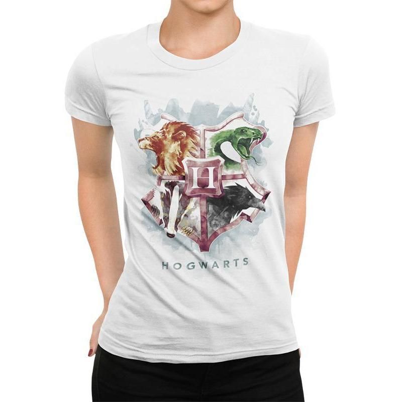 Harry Potter Water Colour Crest Fitted T-Shirt 1