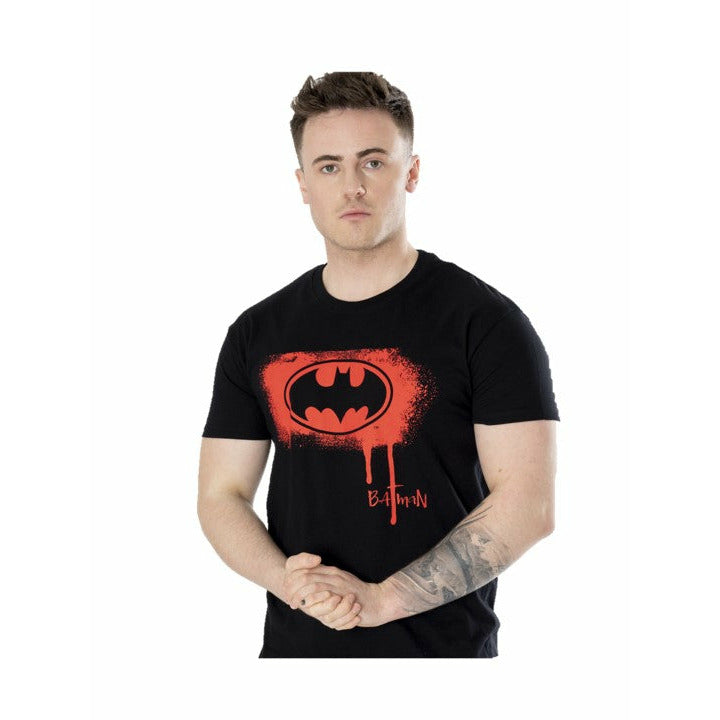 Batman Mens Black Spray Paint Unisex T-Shirt 1
