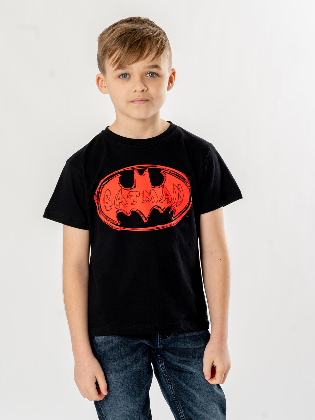 Batman Kids Black Red Batsign Unisex T-Shirt 2
