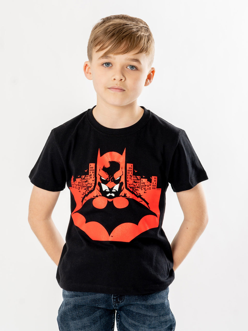 Batman Kids Black Gotham Skyline T-Shirt 1