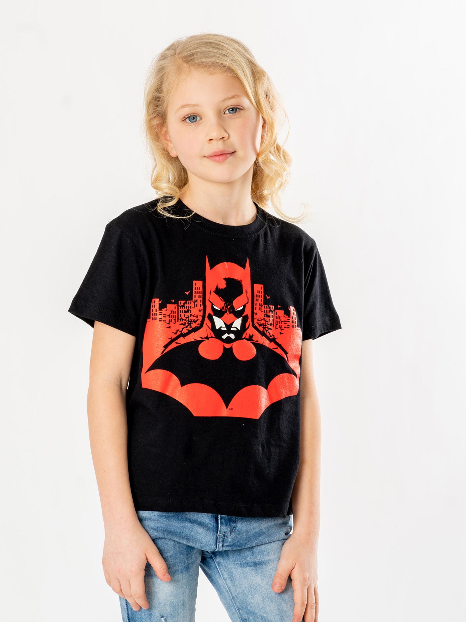 Batman Kids Black Gotham Skyline T-Shirt 2