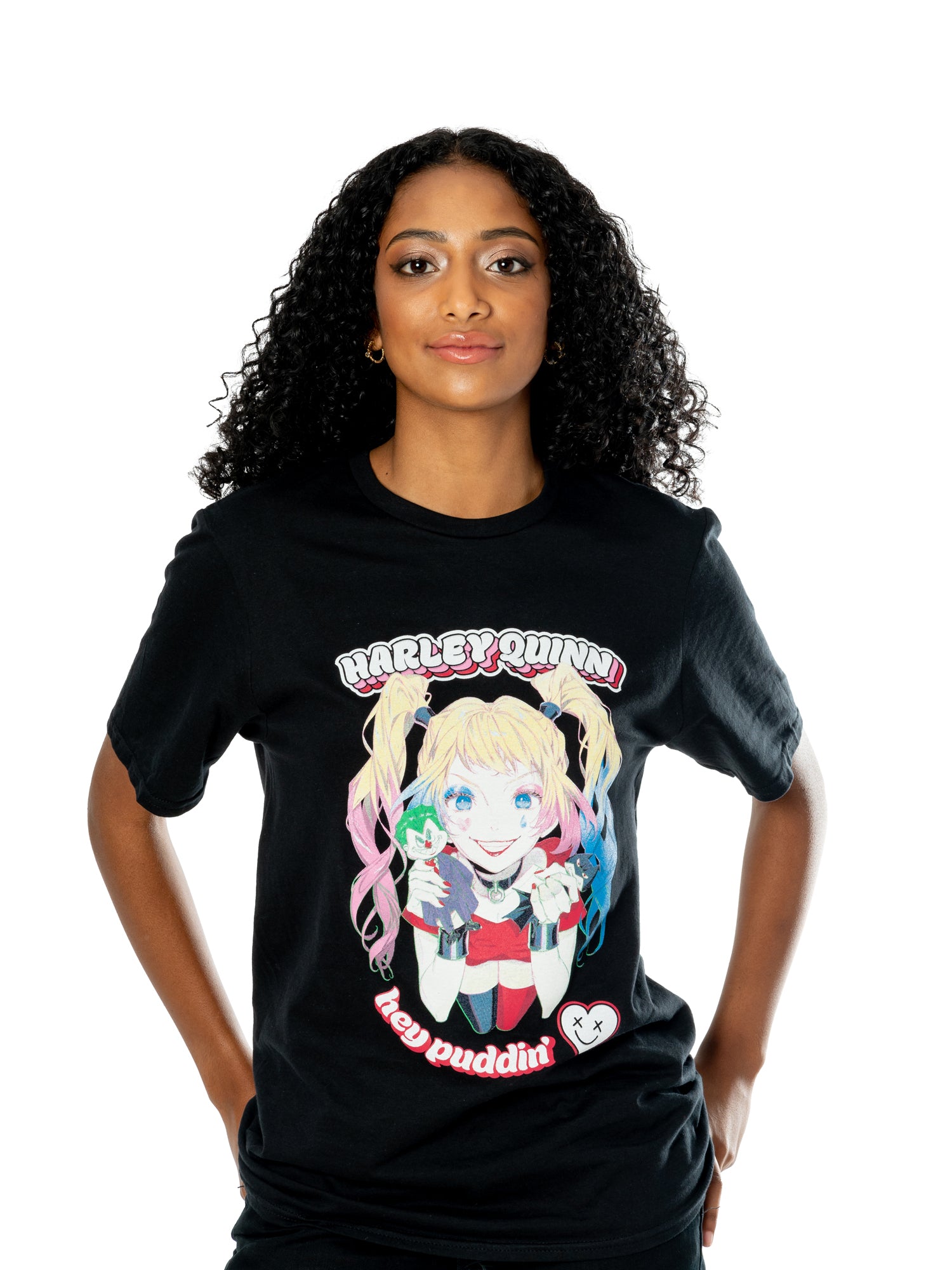 Harley Quinn Black Adult Anime Puddin' T-Shirt 1
